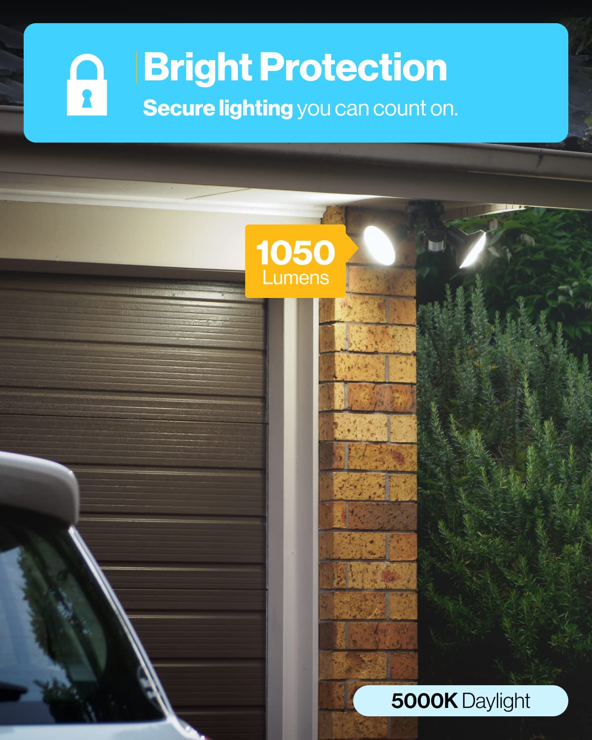Sunco Outdoor LED Flood Light, 13W Dimmable, 5000K Daylight, 1050lm, E26 Base, Waterproof, 2 Pack