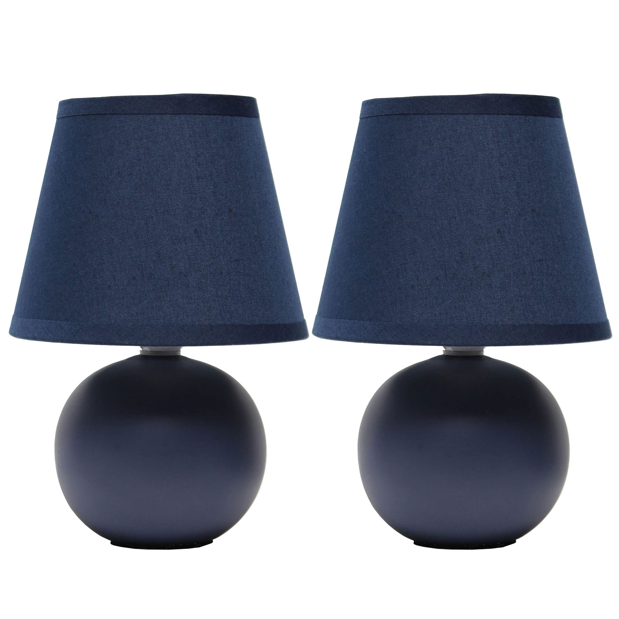 Creekwood Home Nauru Blue Ceramic Bedside Table Lamp Set With Drum Shade, 8.66&quot;