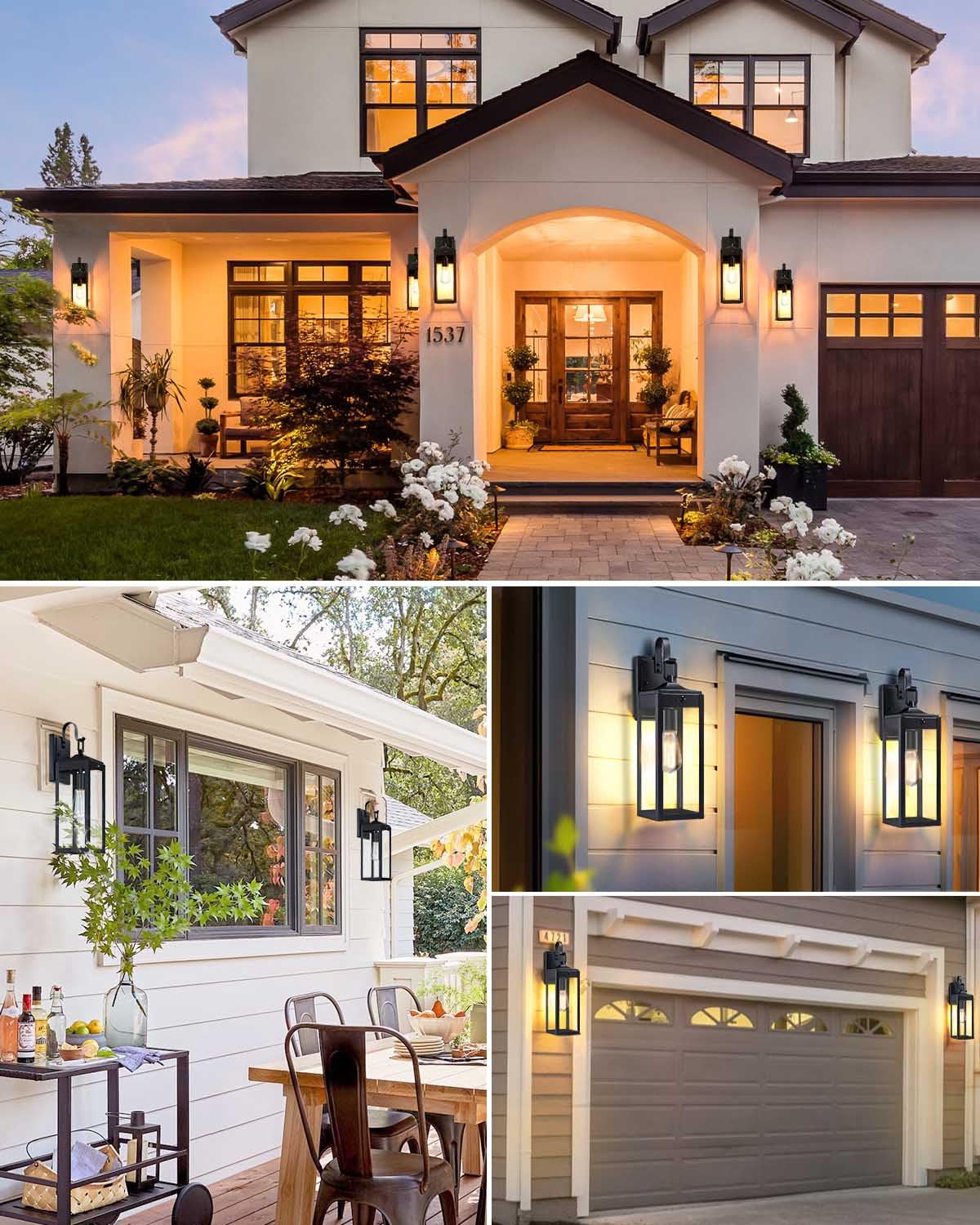 MYHXQ 18'' Motion Sensor Outdoor Lights - Black Metal Wall Sconces, Dusk to Dawn, 2 Pack, Modern Design for Porch and Garage