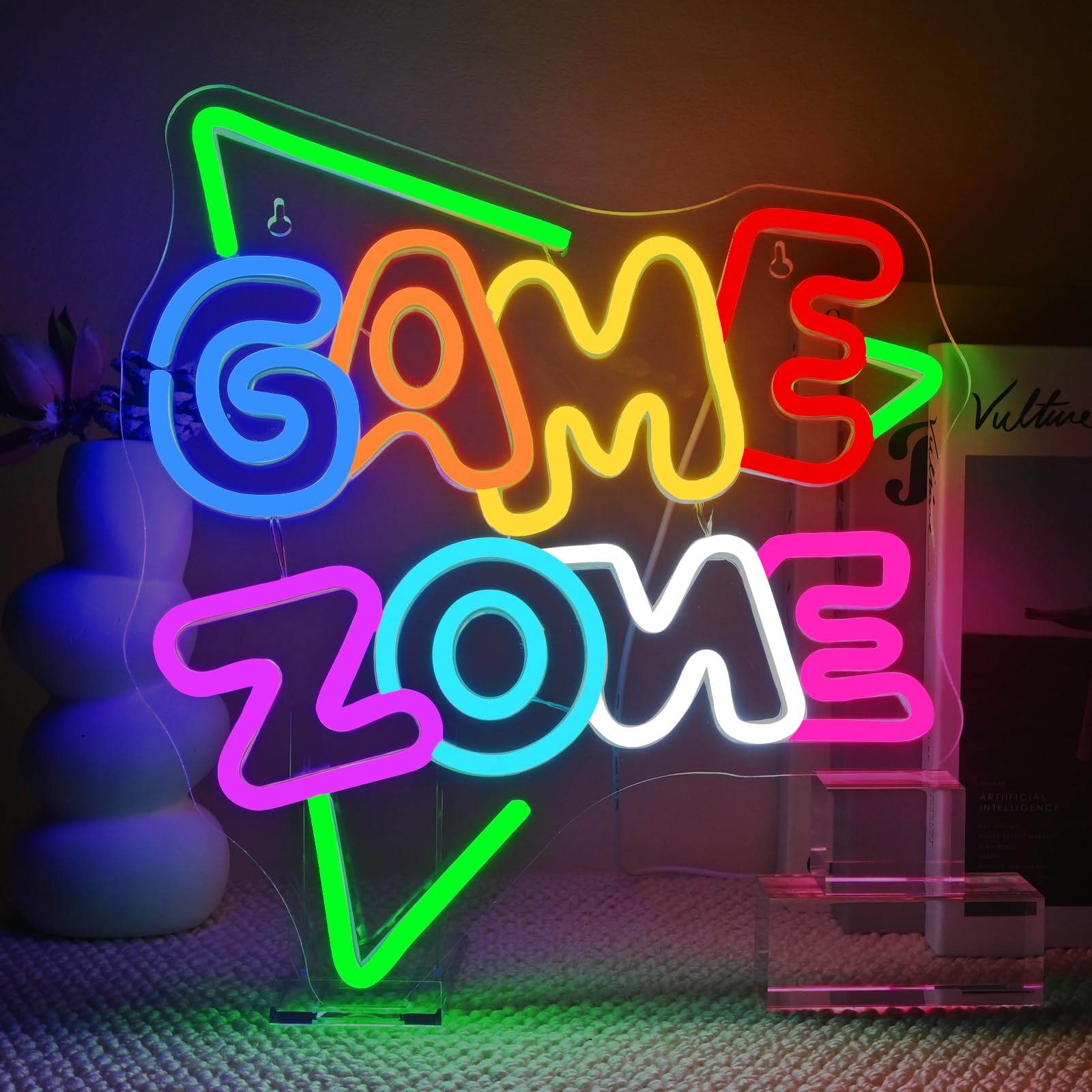gamerneon Neon Sign for Gaming Room Decor - 12.6x13.78 inches - Colorful Green Game Zone - Model gamerneon-36