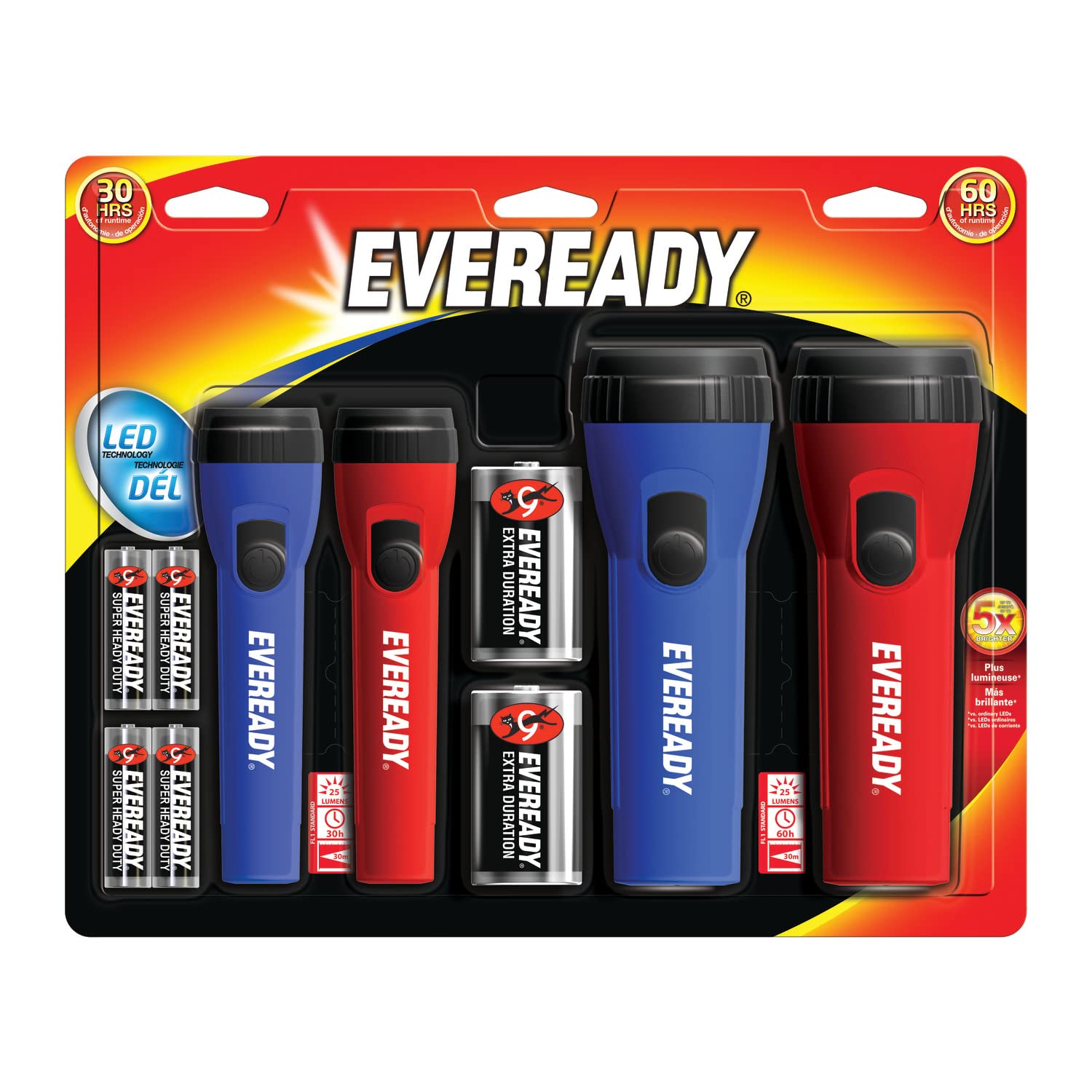 Eveready Led Flashlights 4-Pack - Bright Emergency Lights With Aa Batteries For Camping