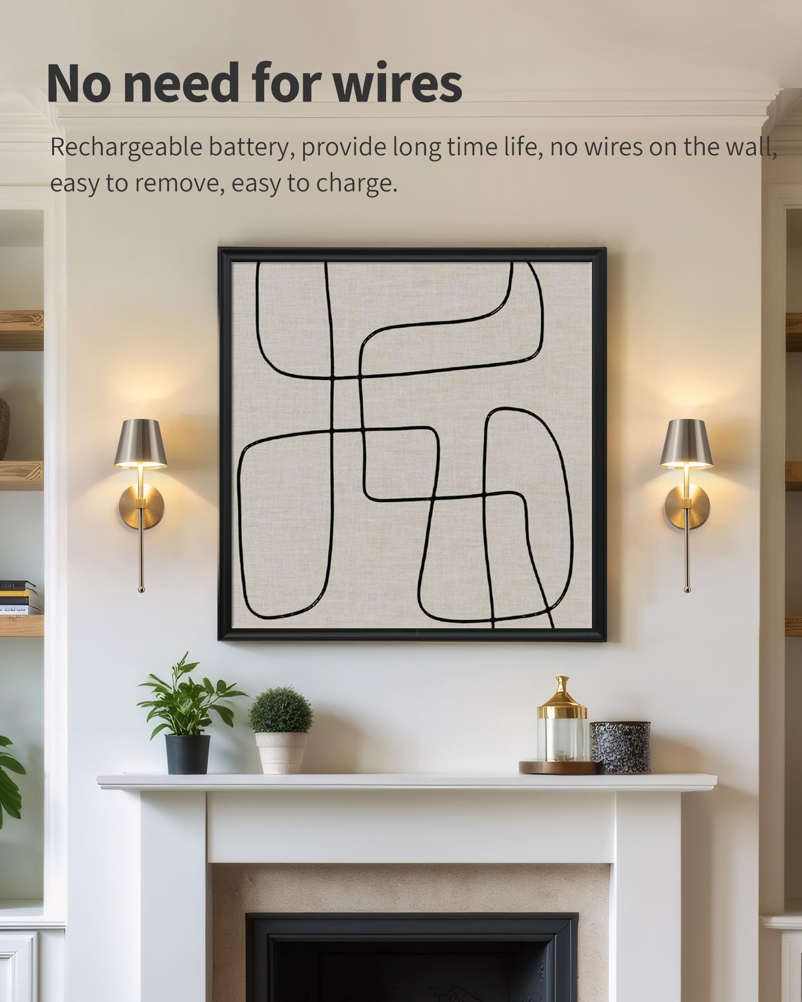 KDG Cordless Wall Sconces Set of 2, LED Battery Lamps, Brushed Nickel, (Small) L4.5 × H13 × D6.5 inch, Model AMZ