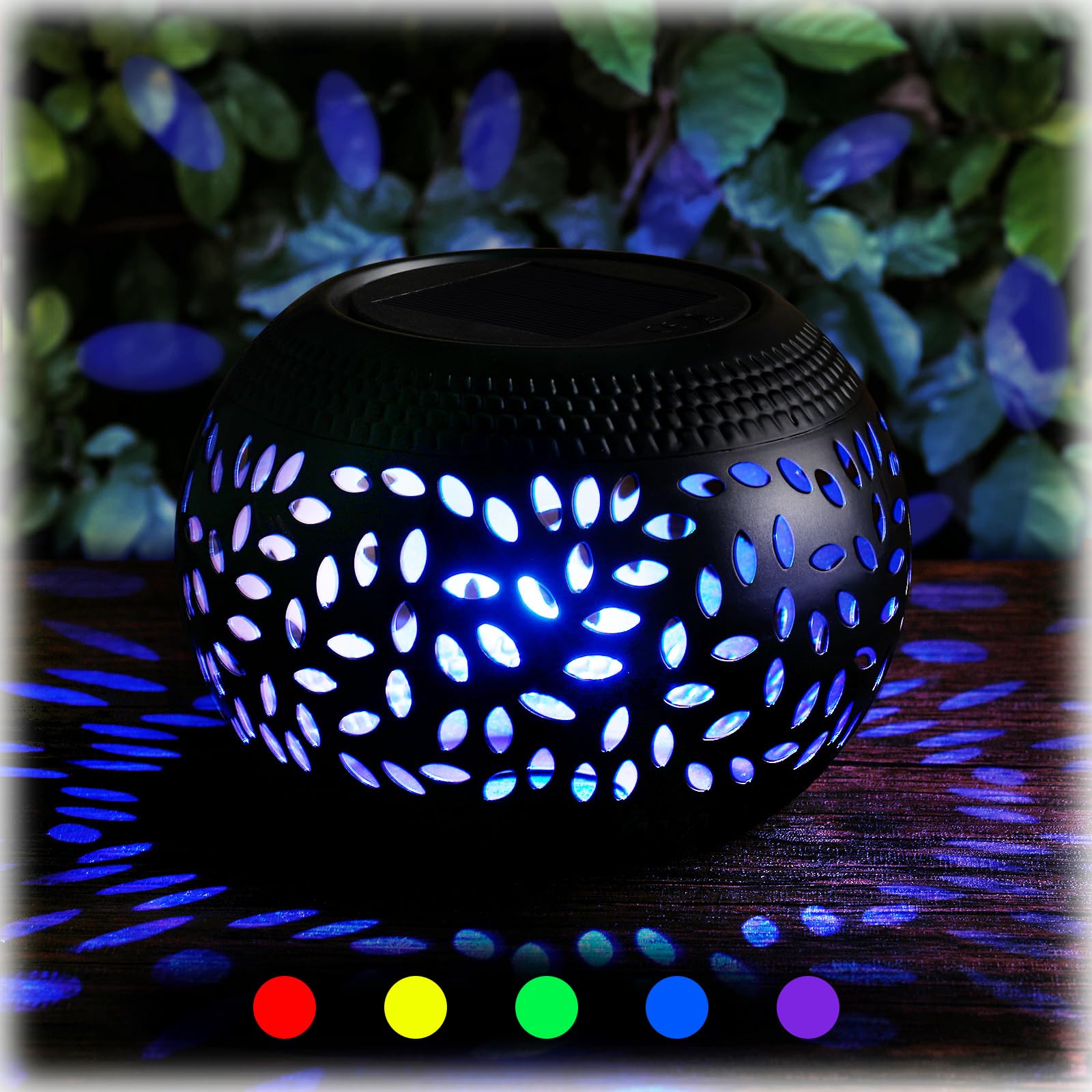 Reginary 1 Pcs Solar Lanterns Waterproof Outdoor Decor, Hollow Out Retro Metal Solar Lights 7 Color 2 Modes Decorative Atmospher