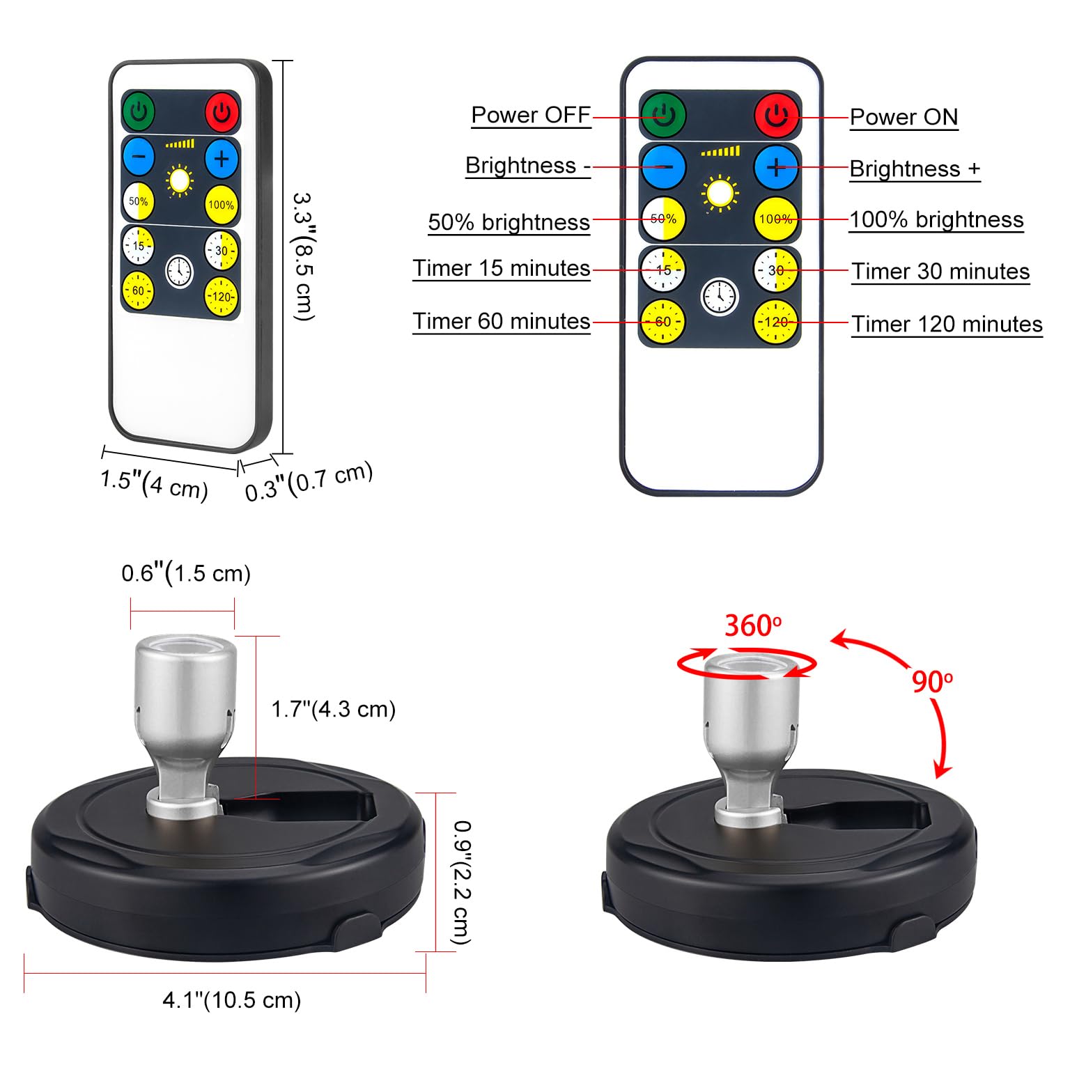 HEAGEERO Wireless Spot Lights, Remote Control Accent Lighting, Battery Powered, Silver, Model 5f6c6751-fded-4d70-b251-a7428aa63728