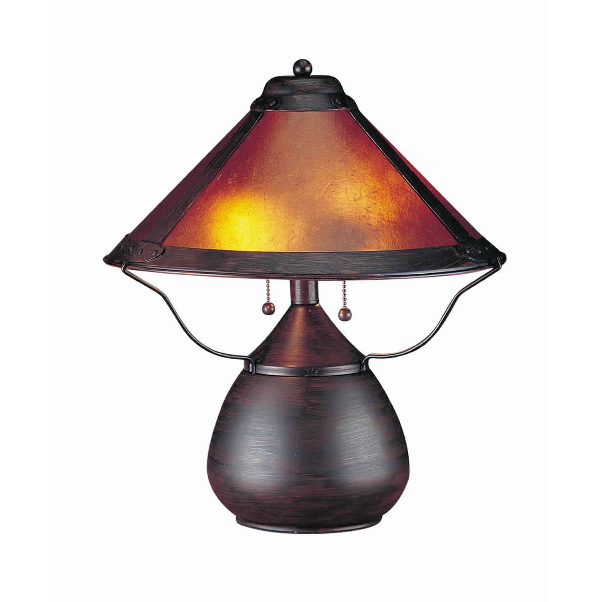 Benzara Pot Bellied Metal Body Table Lamp, Conical Mica Shade, Bronze, Model BM223691