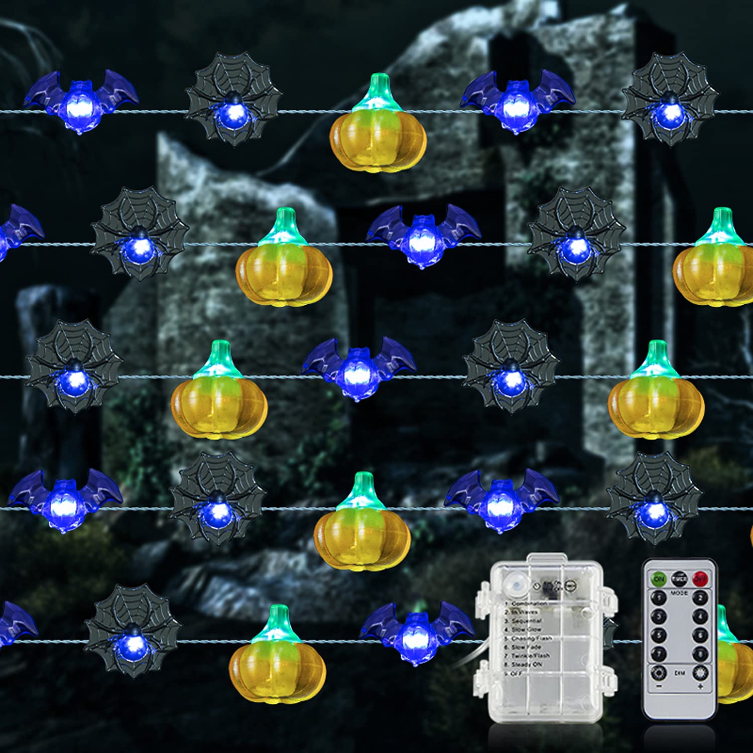 DmHirmg Halloween Decorations Lights Halloween String Lights Battery Operated 8 Modes Waterproof 40LEDs Each Outdoor Halloween L