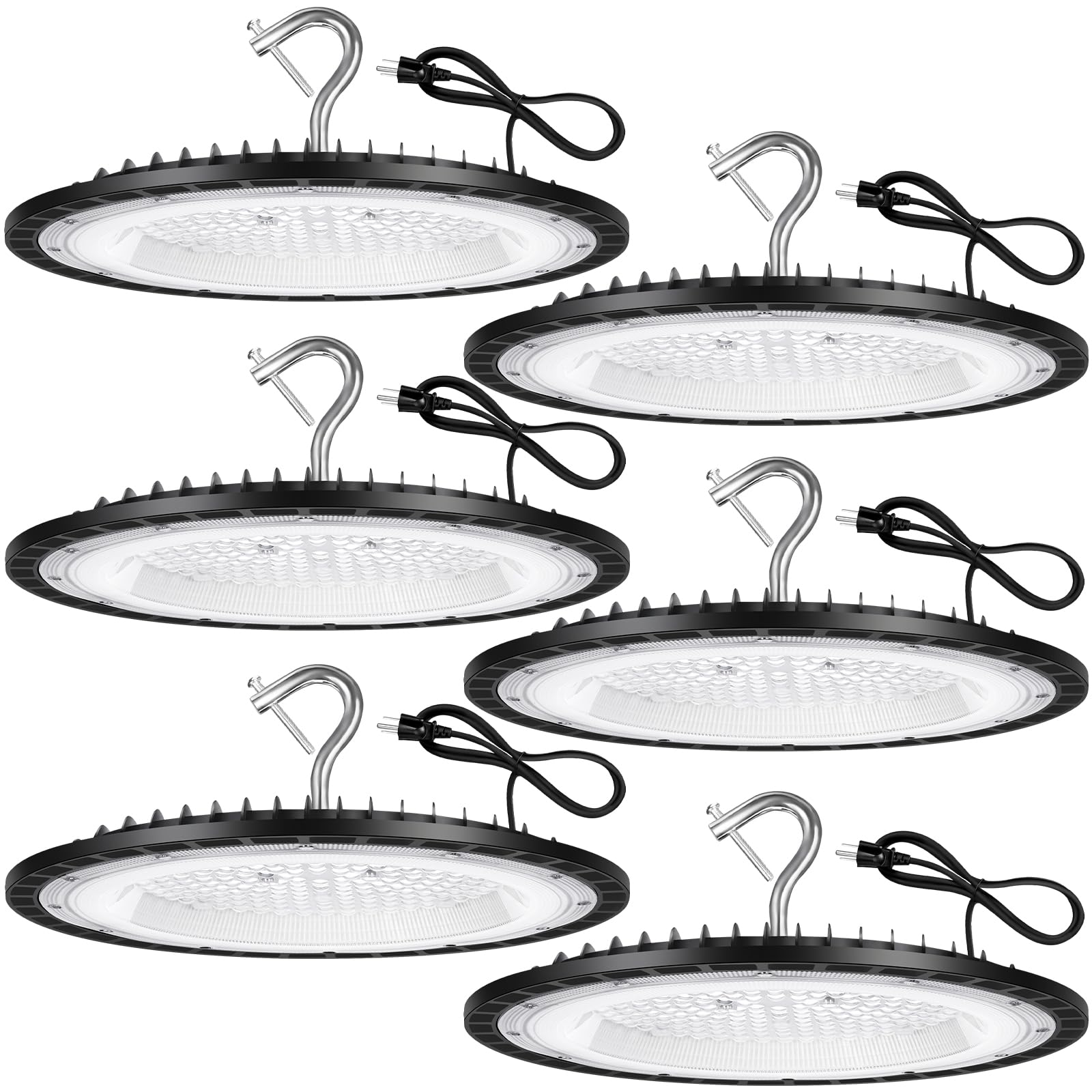 YANYCN 6 Pack 150W UFO Led High Bay Light Fixture,5000K Daylight Commercial Shop Bay Lighting,120VAC,21000LM,[650W MH/HPS Equiv.