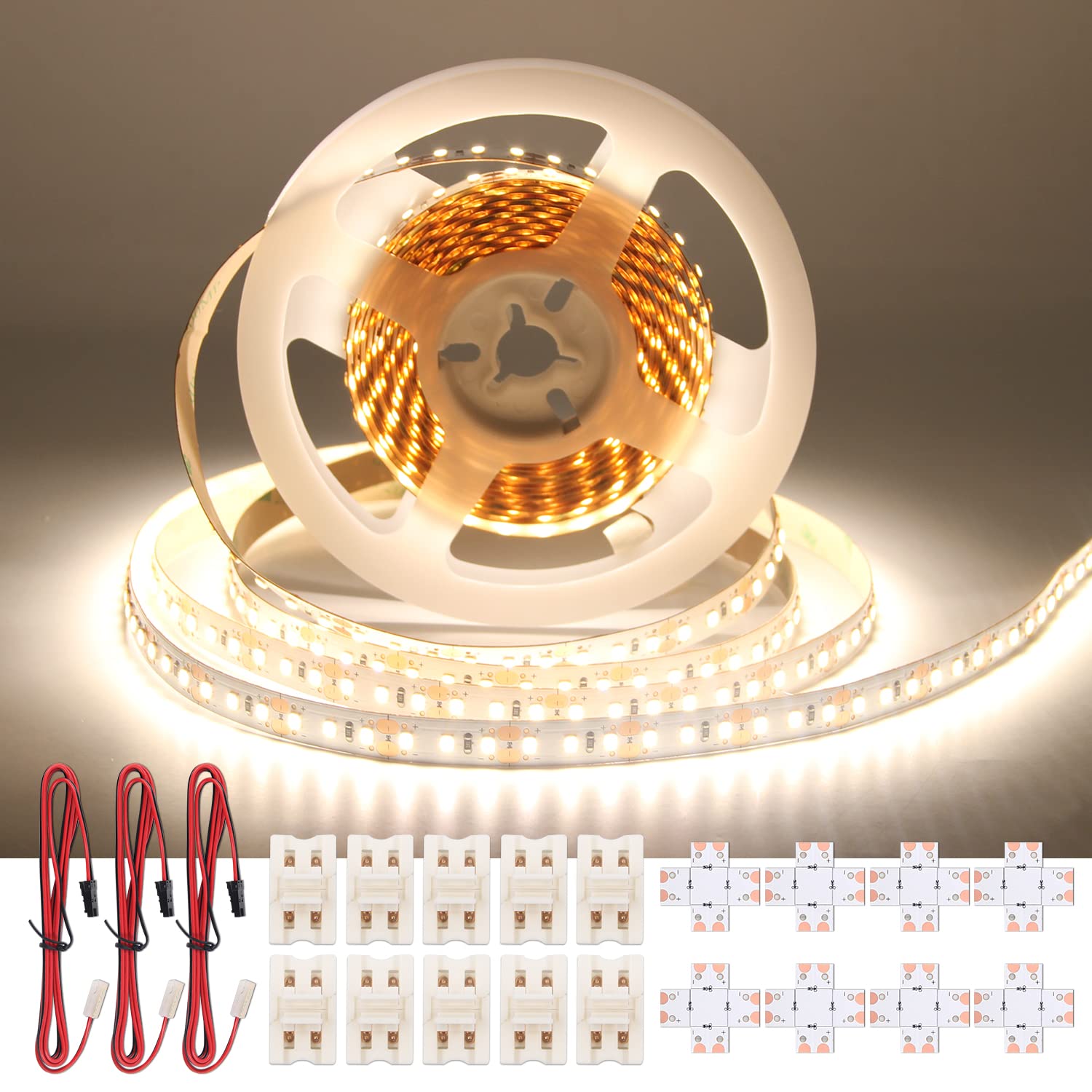 Vst Led Strip Lights Natural White 120Leds/M 1000Lm/M 9.6W/M Led Tape Light 12V 2835 Cuttable Connectable Dimmable Led Strips For Indoor Under Cabinet Etl-Listed,No Driver (4000K-32.8Ft, White)