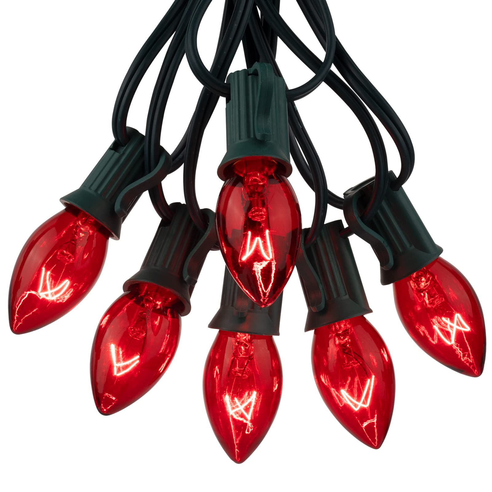25 Pack Replacement C7 Light Bulbs For E12 Base Christmas String Lights, Classic Christmas Bulbs For Holiday Party Indoor Outdoor Garden Backyard Cafe Xmas Decoration, Red