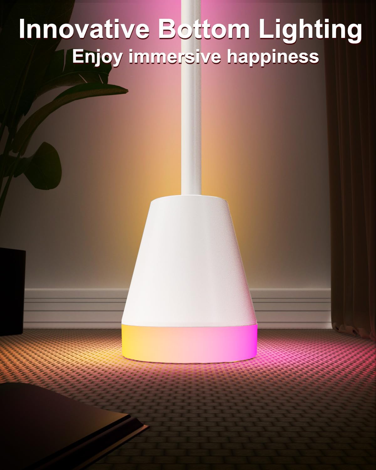 Keepsmile Smart RGB LED Corner Floor Lamp, Music Sync, 172 LEDs, Aluminum, Model HX-818, White