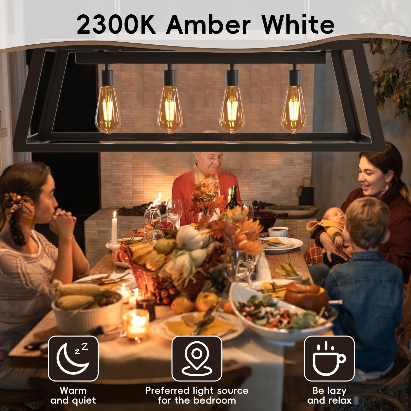Jensense E26 LED Edison Bulbs 7W Dimmable 800 Lumen 2300K Warm White Amber Glass 8 Pack