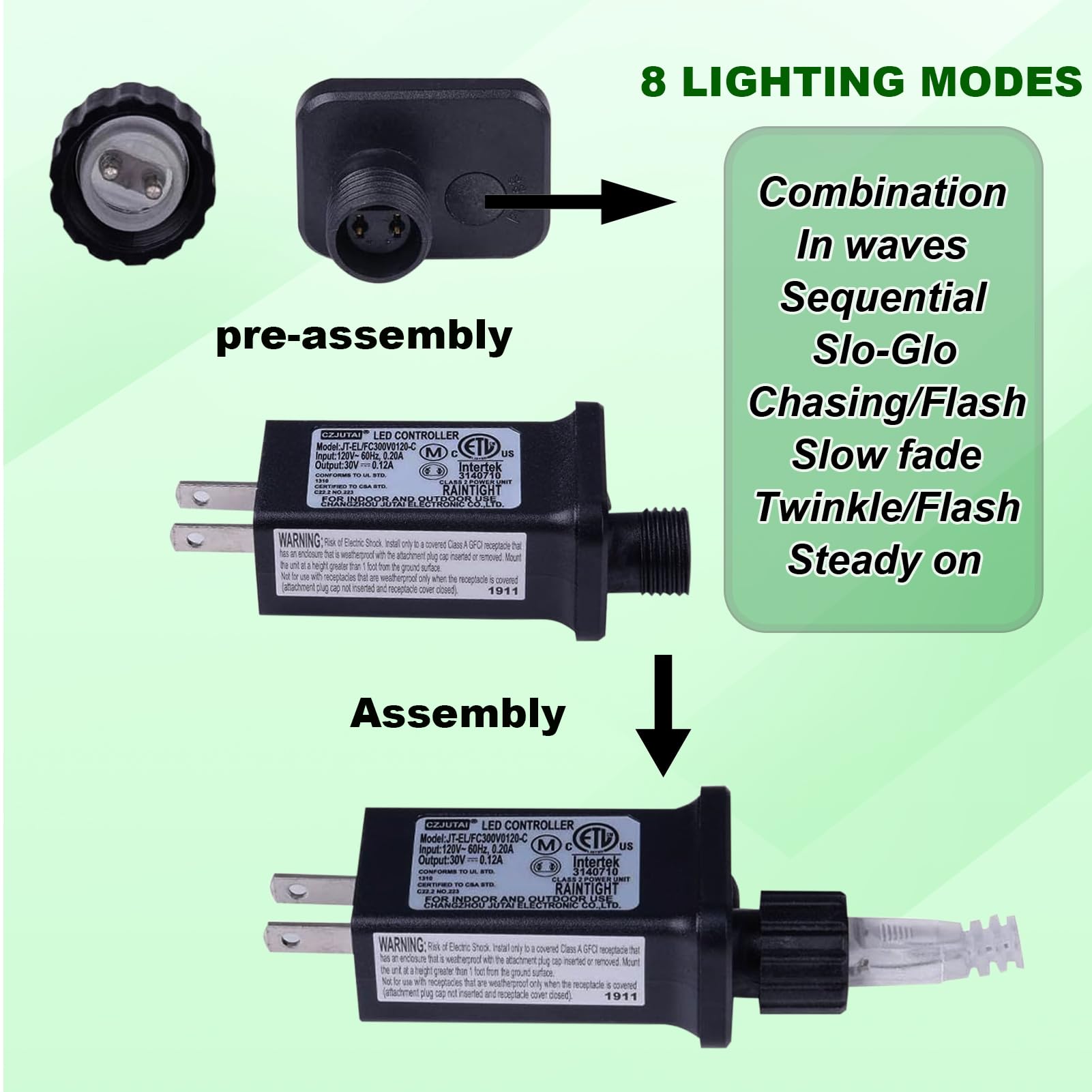 Illuminew 300 Led Green Outdoor String Lights Waterproof St. Patrick'S Day Decorations, 108 Ft Led String Lights For Bedroom, 8