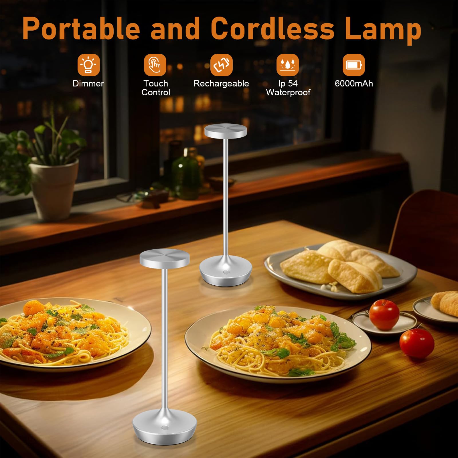 2 Pack Led Cordless Table Lamp Rechargeable
