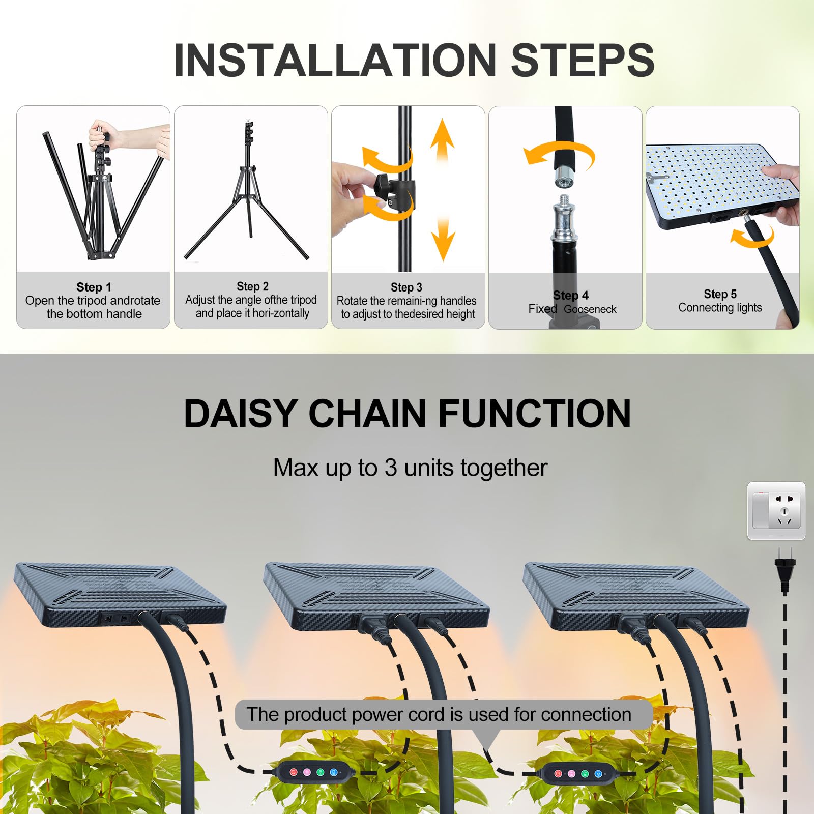 Grow Lights With Stand And Timer, Fecida Tripod Standing Grow Lights For Indoor Plants, 208Pcs Leds Bright Enough Plant Growing Lamps For Bonsai Tree, Seed Starting, 24&quot;-64&quot; Height Adjustable