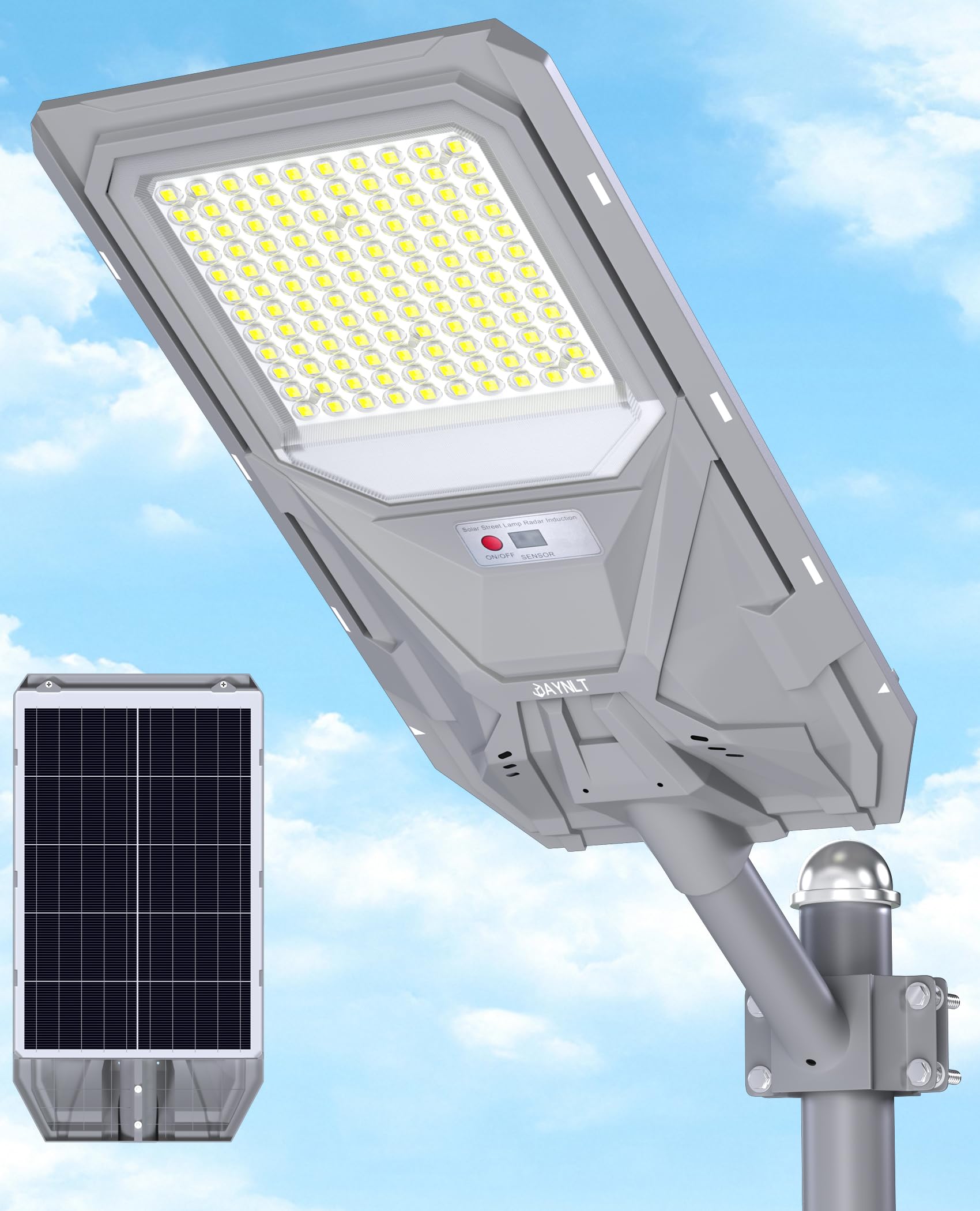 JAYNLT X-8500W Solar Street Lights 6500K Commercial Parking Lot Light Dusk to Dawn Dusk to Dawn IP68 Waterproof Flood Security Street Lights Motion Sensor for Yard Street
