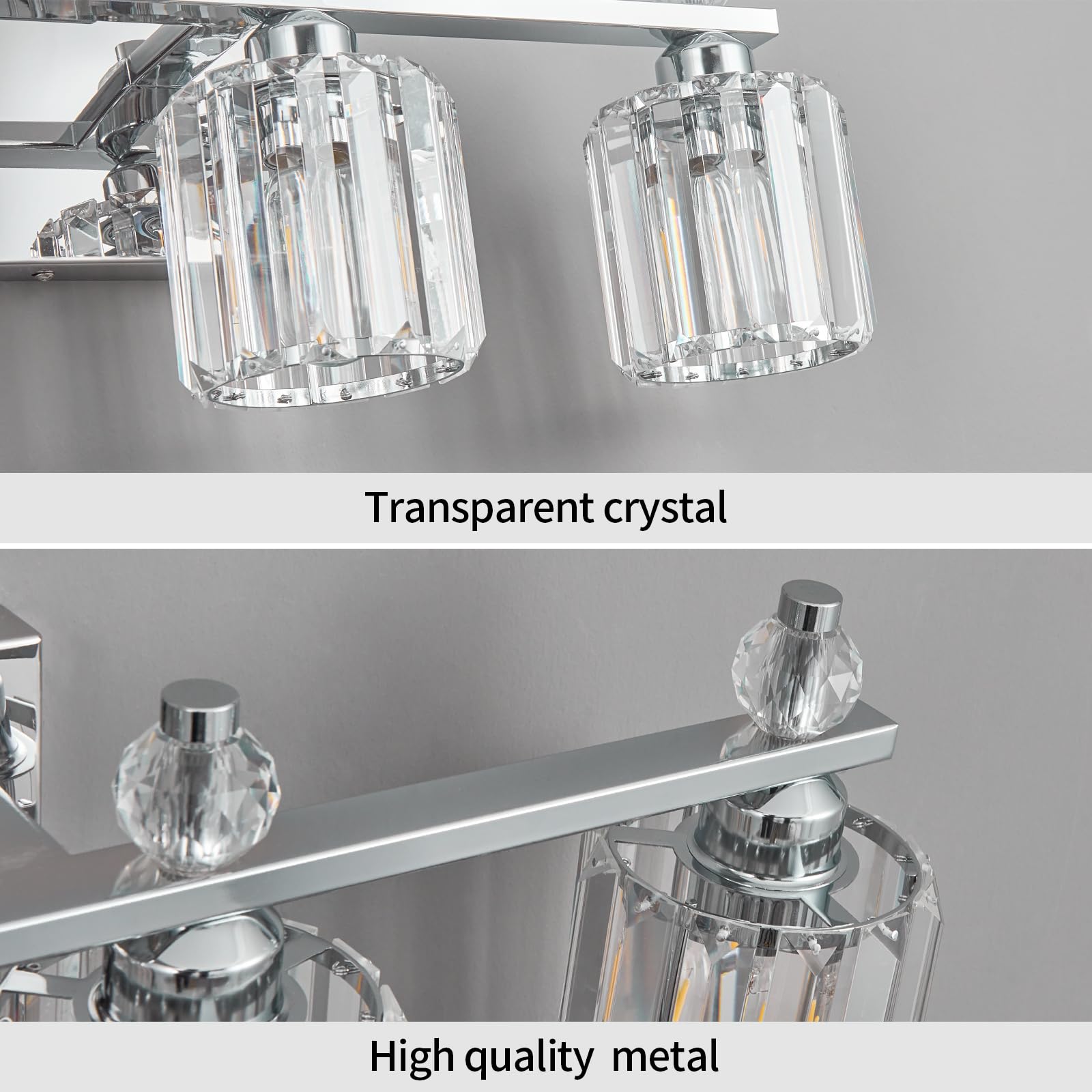 FDPBY Bathroom Vanity Lights 4-Light Chrome Modern Crystal Lighting Fixtures Model 291