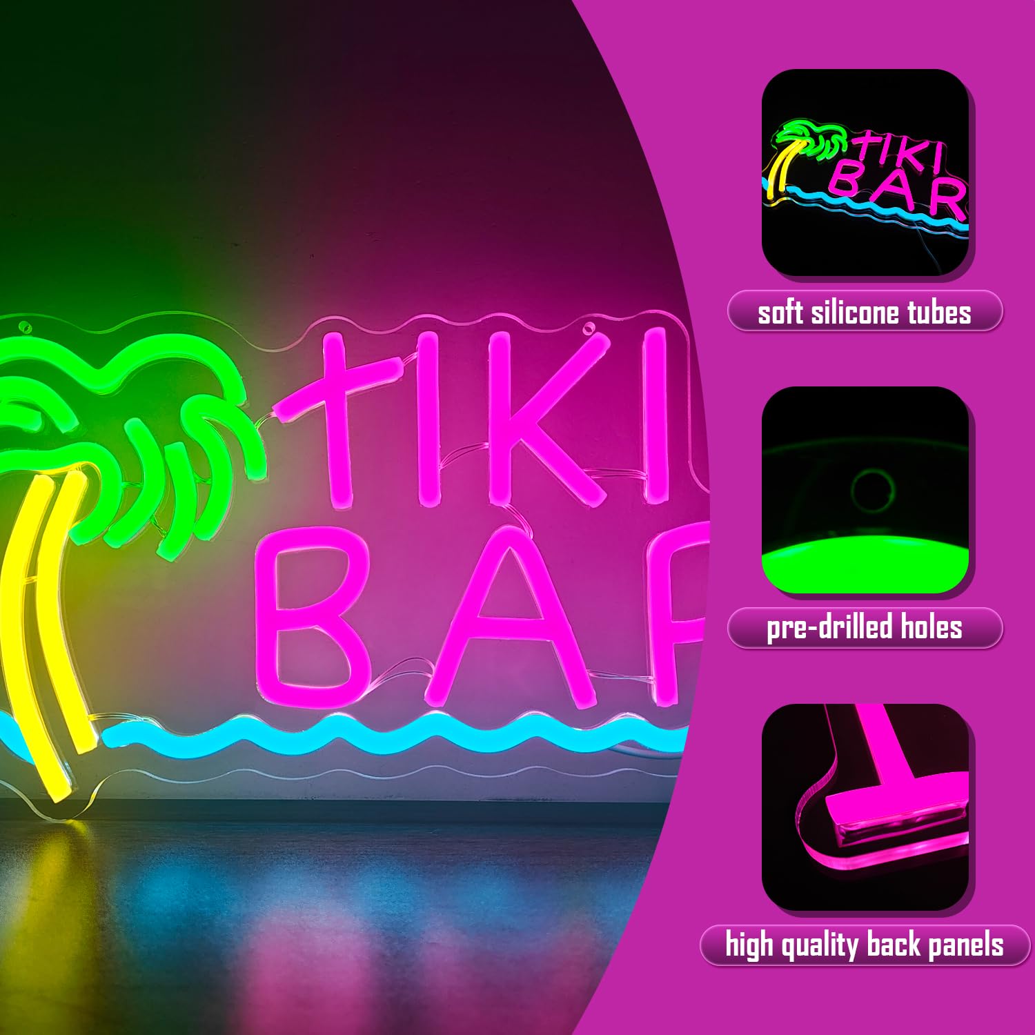 Tiki Bar Neon Sign For Wall Decor Dimmable Led Neon Signs Bar Neon Sign Neon Beer Signs Tiki Bar Light Up Neon Sign For Bedroom Man Cave Bar Pub Club Restaurant Bistro Party