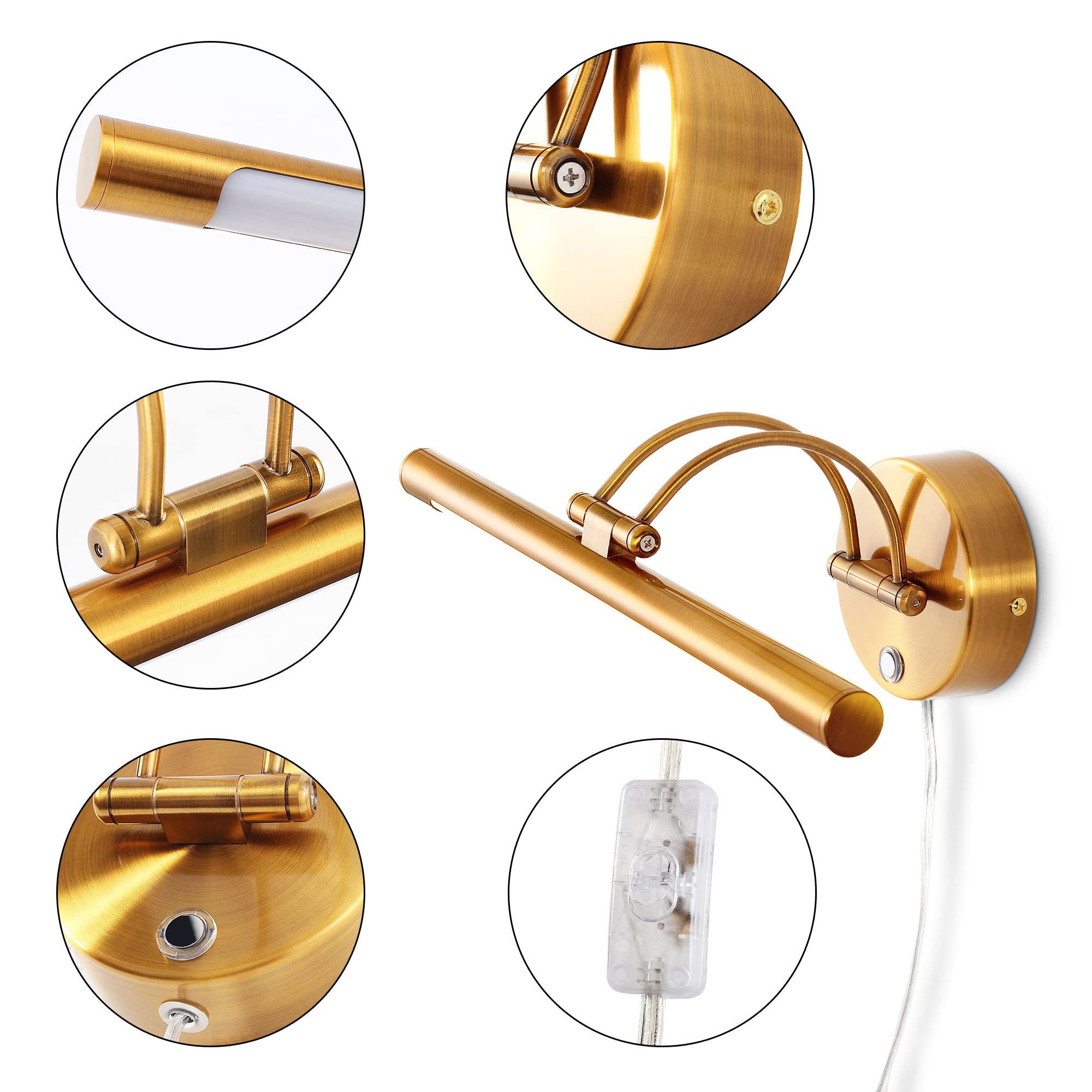 Mantolite Led Dimmable Bathroom Vanity Light Fixture 16Inch Cabinet Picture Wall Lights, Indoor Lightings Wall Sconce With Ajust
