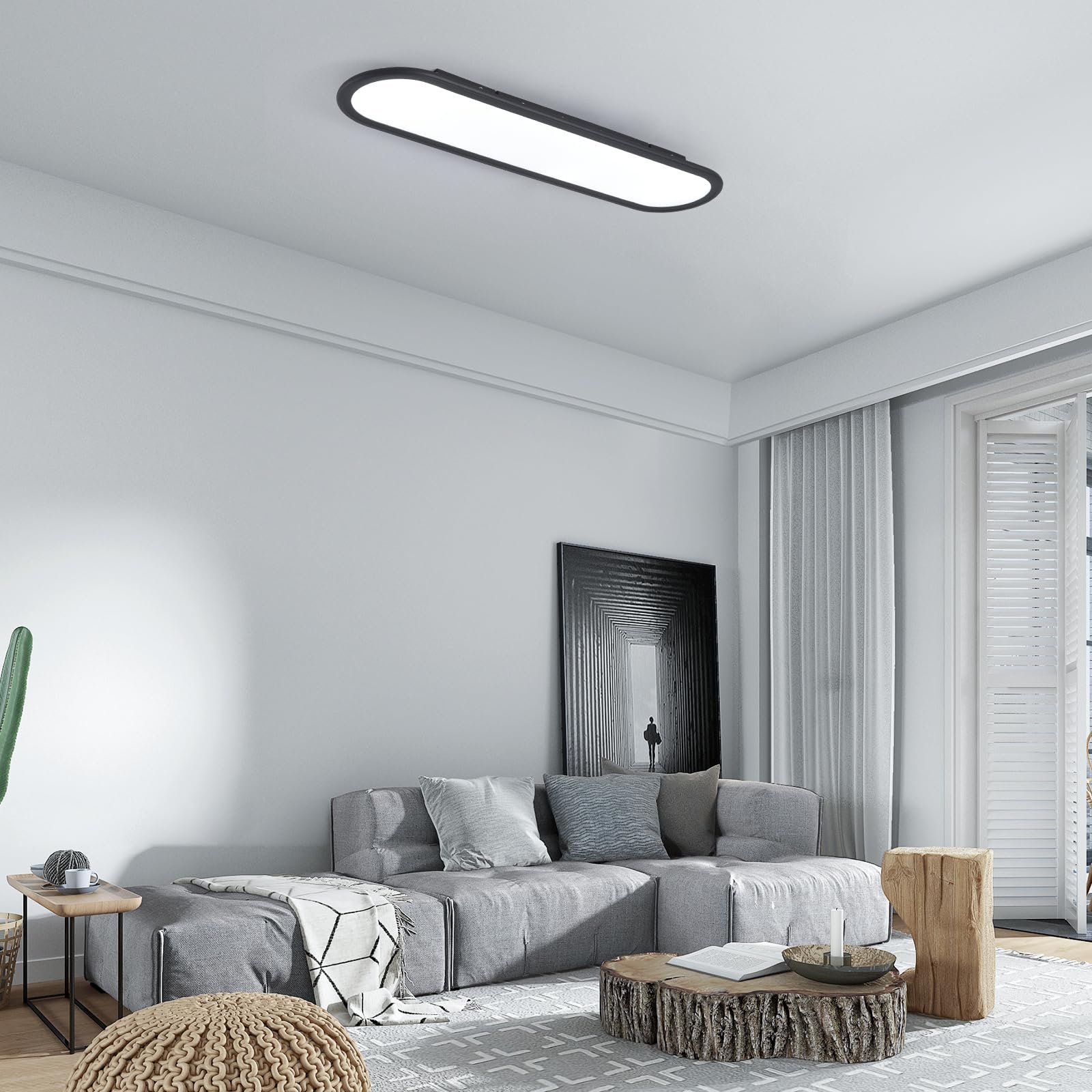 Ganeed Modern Linear Ceiling Lights,36W Led Ceiling Lamp, High Brightness Long Ceiling Light,27.6 Inch Ultra Thin Low Profile Li