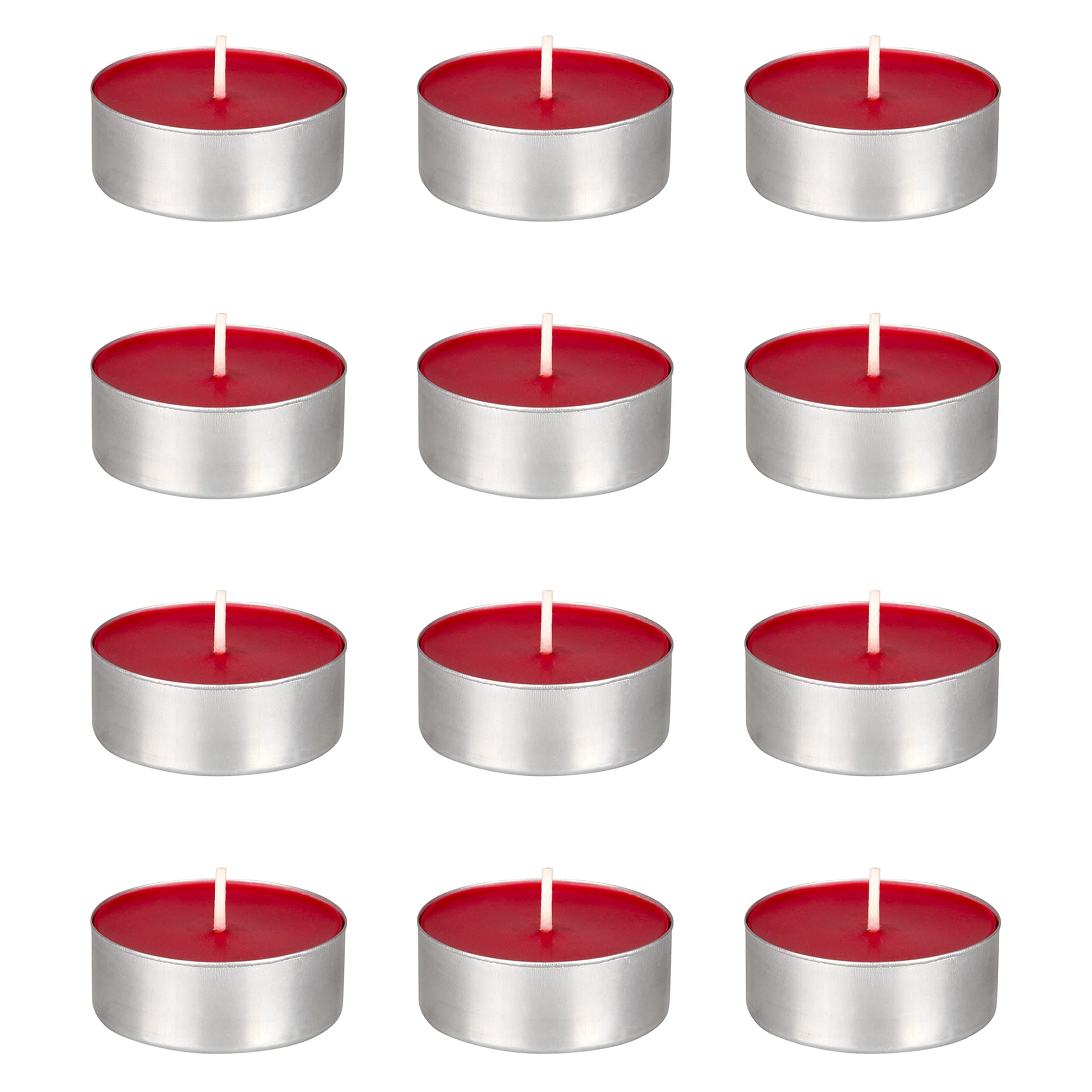 Mega Candles 12 Pcs Unscented Oversize Red Tea Lights Candles, Pressed Wax Candle 12 Hour Burn Time, Home D  Cor, Wedding Recept