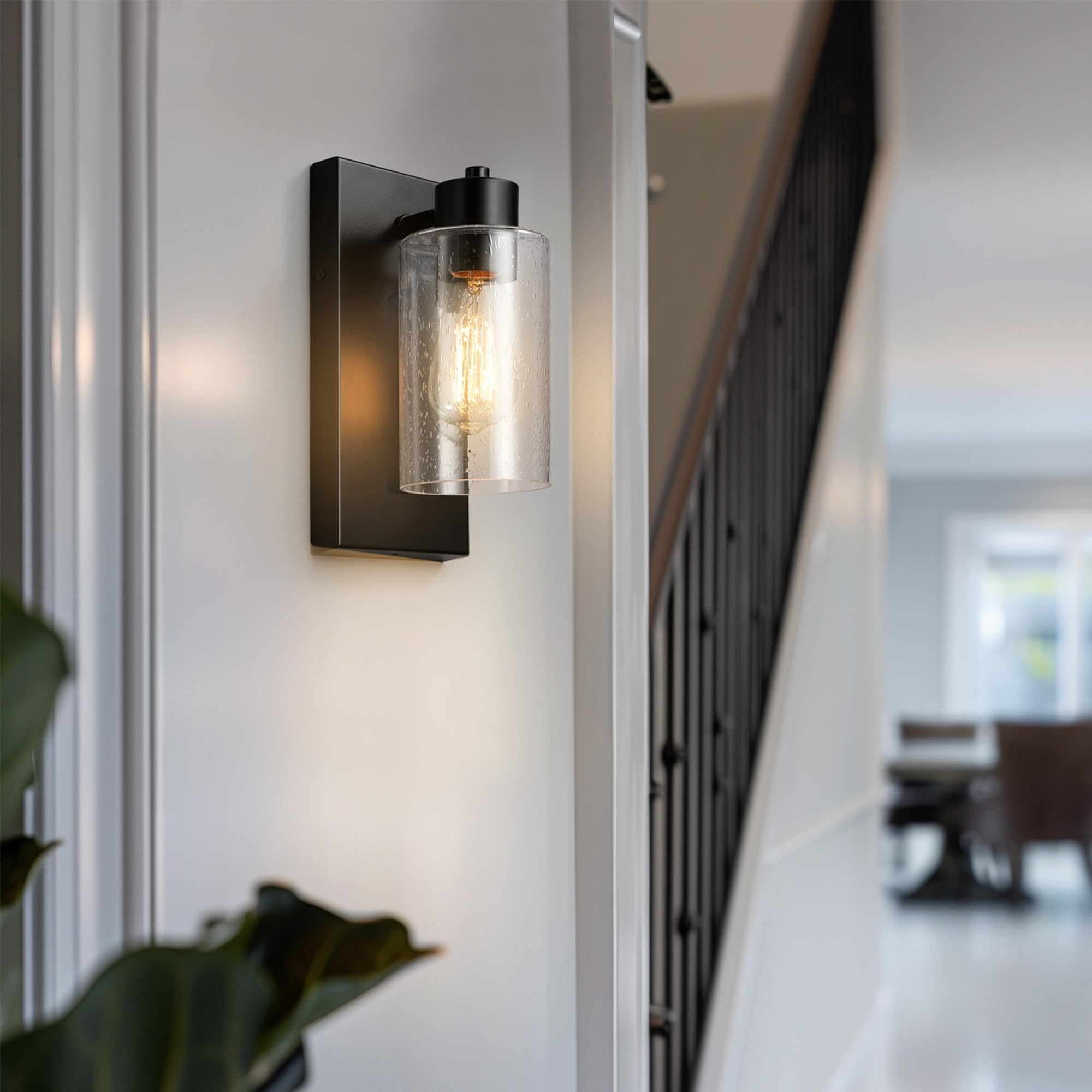 Globe Electric 60000129 1-Light Outdoor Wall Sconce, Dark Bronze, Clear Seeded Glass