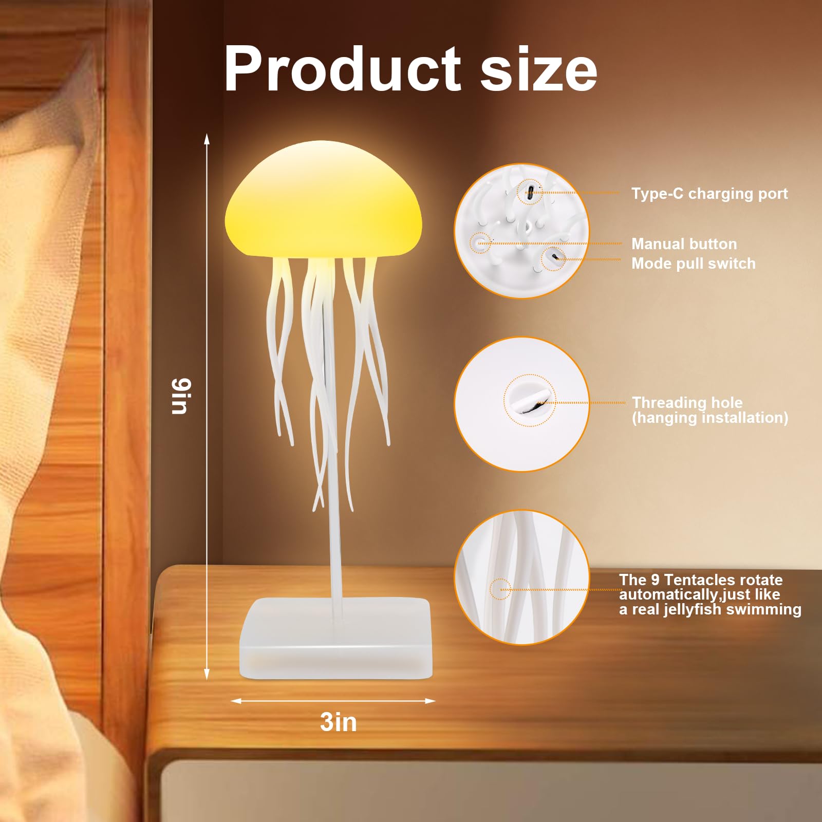 Jellyfish Lamp, Rgb Gradient Jellyfish Bedside Lamp, Voice Control Jellyfish Lamp With Dancing Legs, Rechargeable Jellyfish Tabl