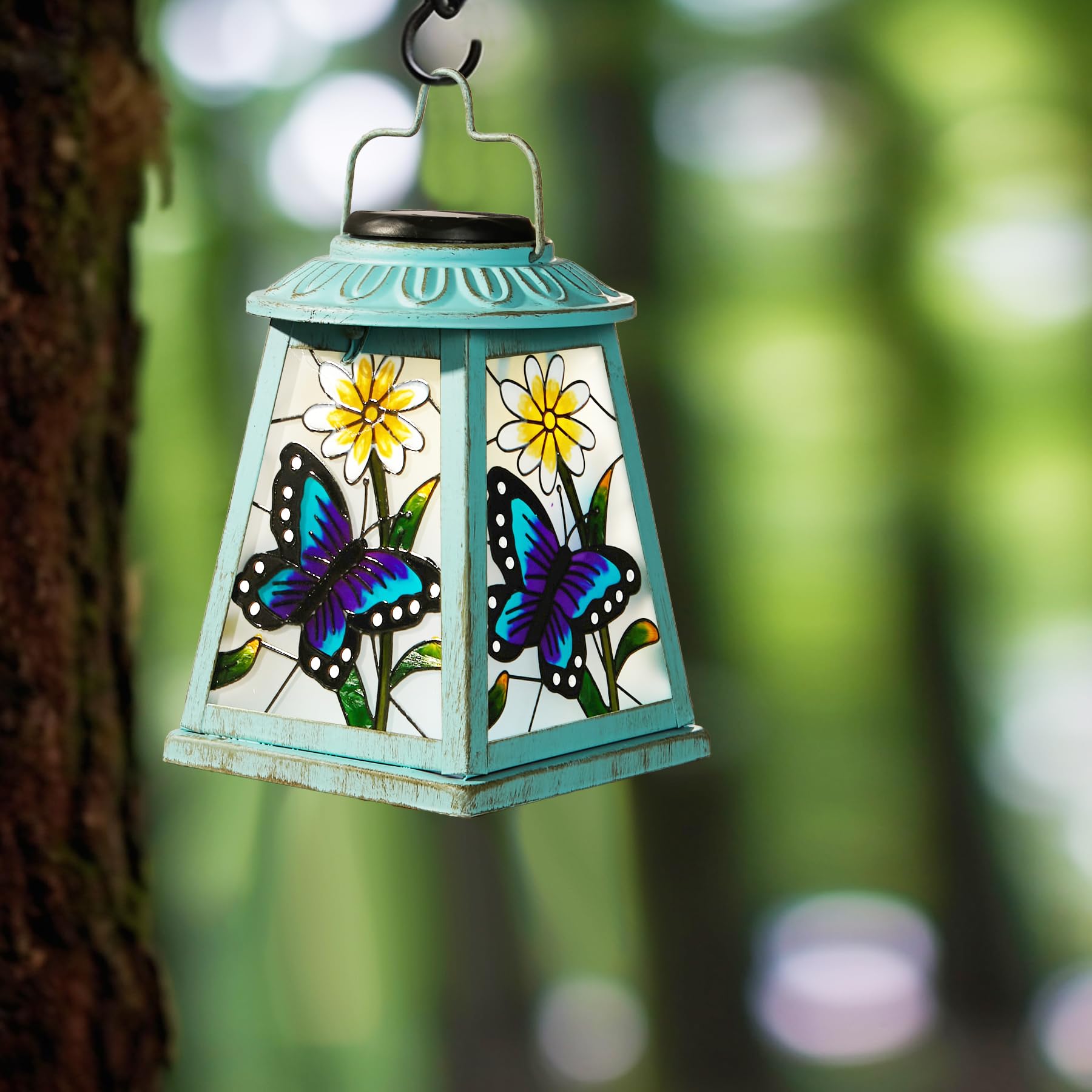 Butterfly Solar Lantern With Shepherd Hook  Outdoor Hanging Metal Led Garden Light Waterproof For Patio Yard Pathway  Unique Butterfly Lantern Decor And Meaningful Garden Gift For Mom Grandma Women