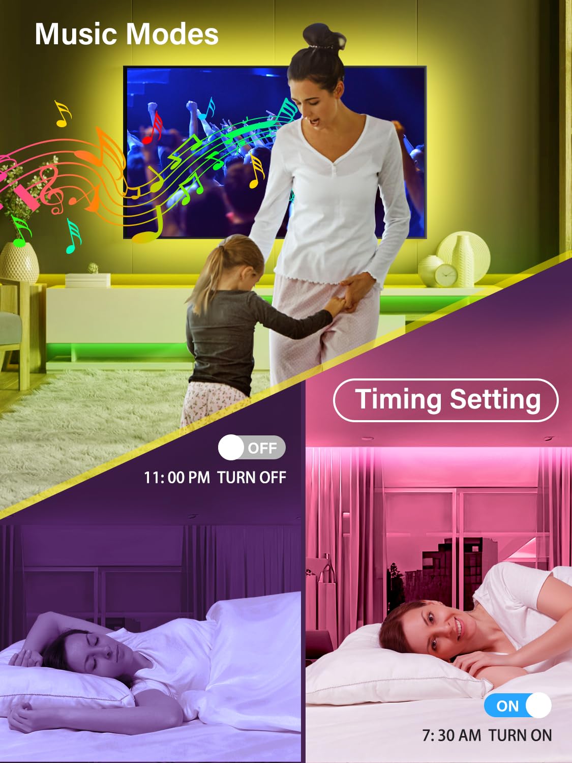 Nbbuff Led Lights For Tv For 32-80 Inch, 20Ft Tv Led Backlight, Rgb Led Strip Lights Music Sync Color Changing, Usb Led Light St