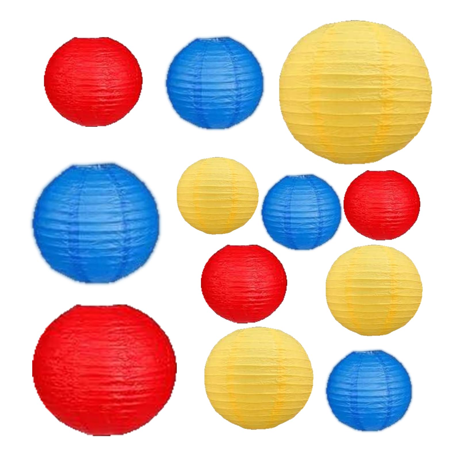 12Pcs Paper Lanterns 6   , 8   , 10   , 12   ,Paperlanterns Party Decoration, Red Yellow Blue Paper Lanterns for Wedding, Bridal