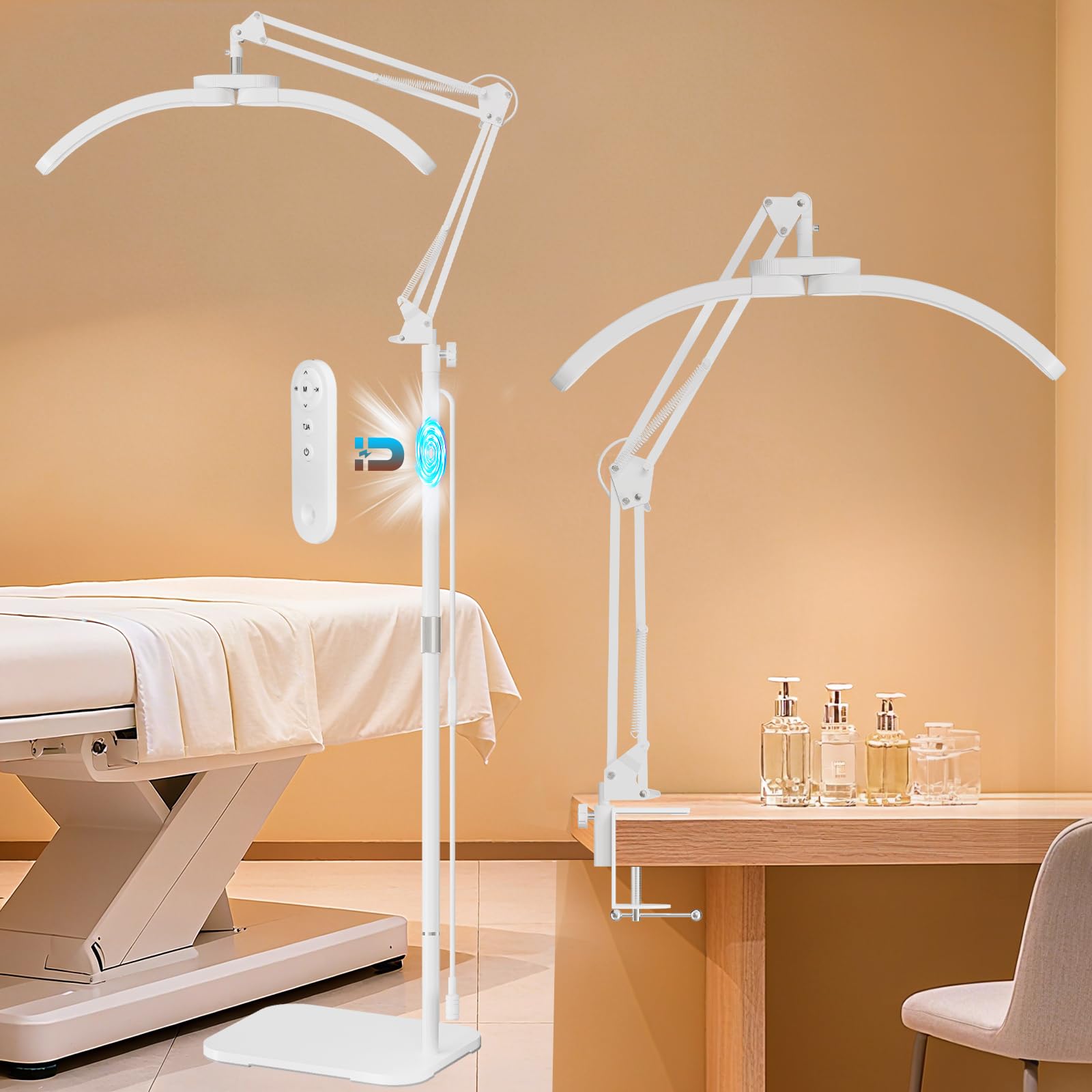KALVISH 2-in-1 Lash Light - 2026 Upgraded Professional LED Half Moon Lamp for Eyelash Extensions, Tattoo, Nail Artists, Salon SP