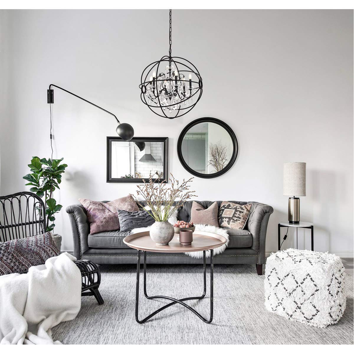 Living District Cordelia 6-Light Transitional Metal Pendant in Black