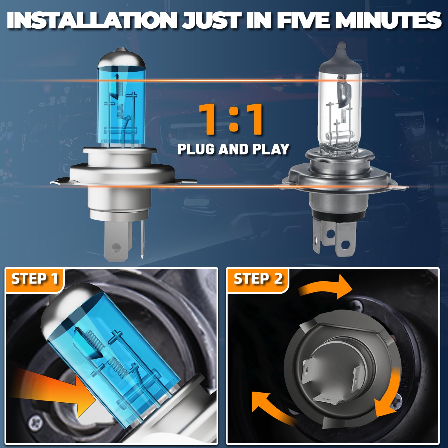 LECCIBUB Halogen Headlight Bulbs Interior Light Kit Fit For Toyota Tacoma 2012-2015, High Low Beam Light Bulb Combo + Interior B