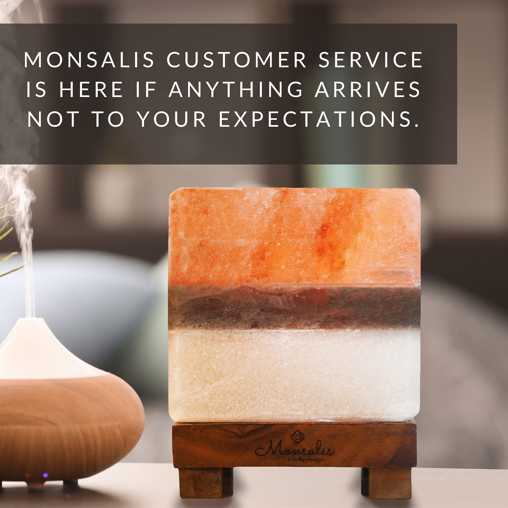 Monsalis Dual Illumination Salt Rock Lamp - Modern Square Pink White And Grey Design Of Salt Lamps With Dimmer, Adjustable Glow.