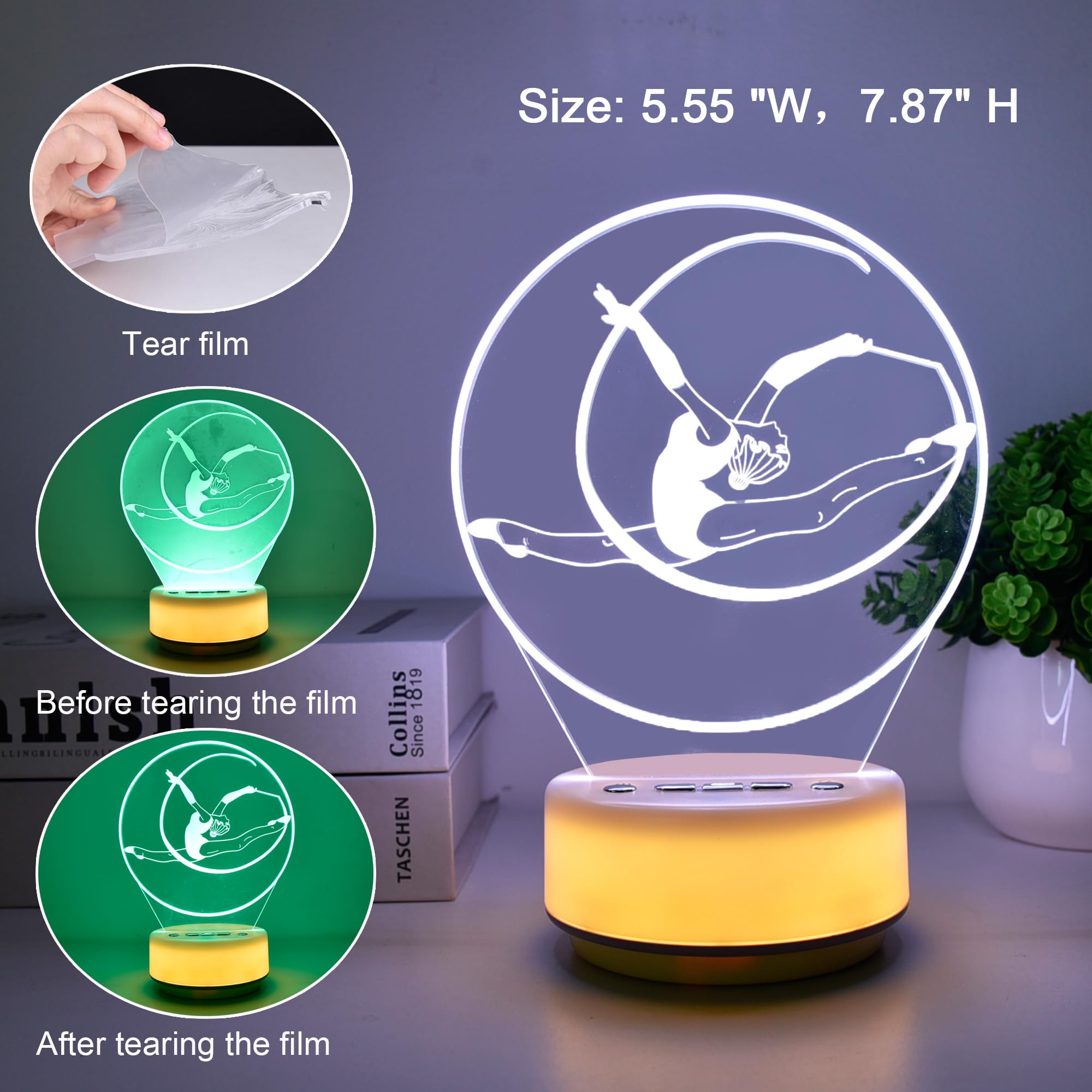MTDYHY Gymnastics Night Light Sport Lights Gymnastics Stuff Gifts Gifts with 14 RGB Colors Remote Control Timer Dimmer, Fan Deco