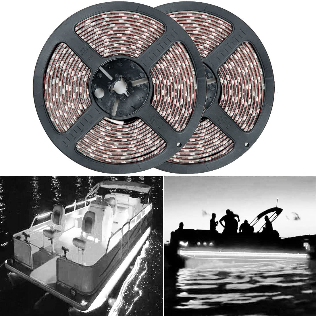 Seaponer Pontoon Boat LED Light Strip, 12V, 10m (32.8ft), Marine Accent Lighting for Fishing, Model SEA-SL001, White