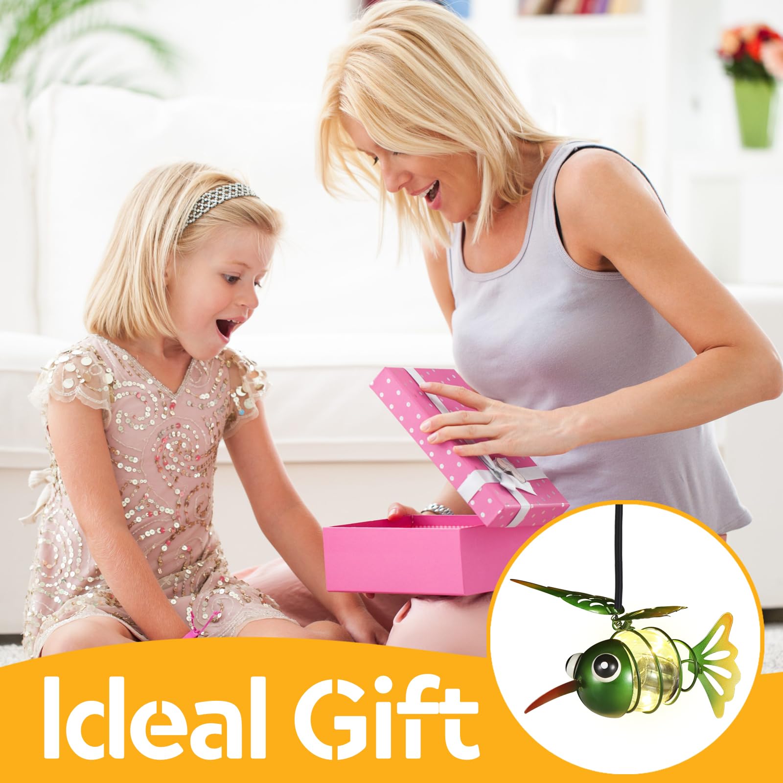 Hummingbird Solar Outdoor Hanging Lantern Creative Small Sculpture Lights Durable Waterproof Lamp Suitable For Festivals Garden Decor Birthday Gifts For Grandma Mom Women Girl