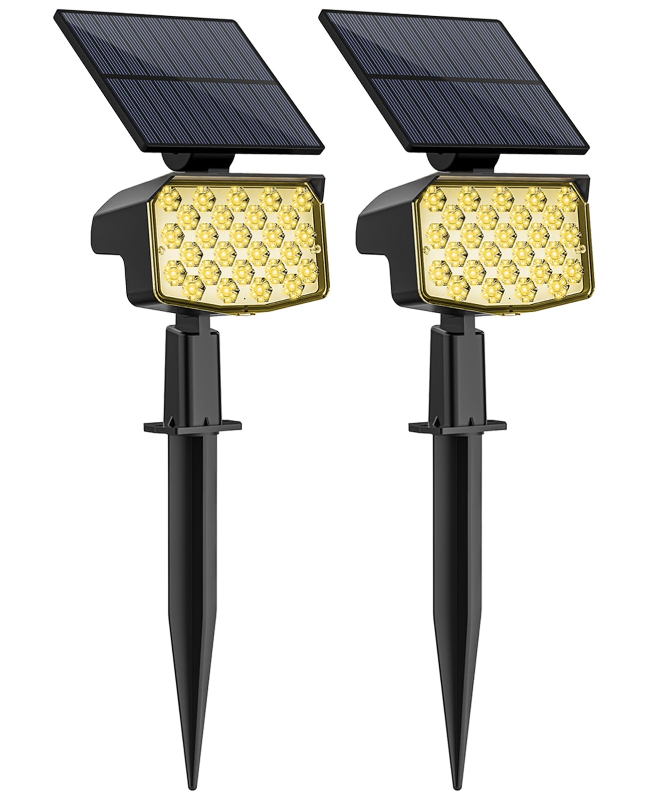 MinPea Solar Spot Lights Outdoor, [27 LED/2 Pack] Adjustable Solar Lights Outdoor Waterproof IP65, Solar Landscape Lights 3 Ligh
