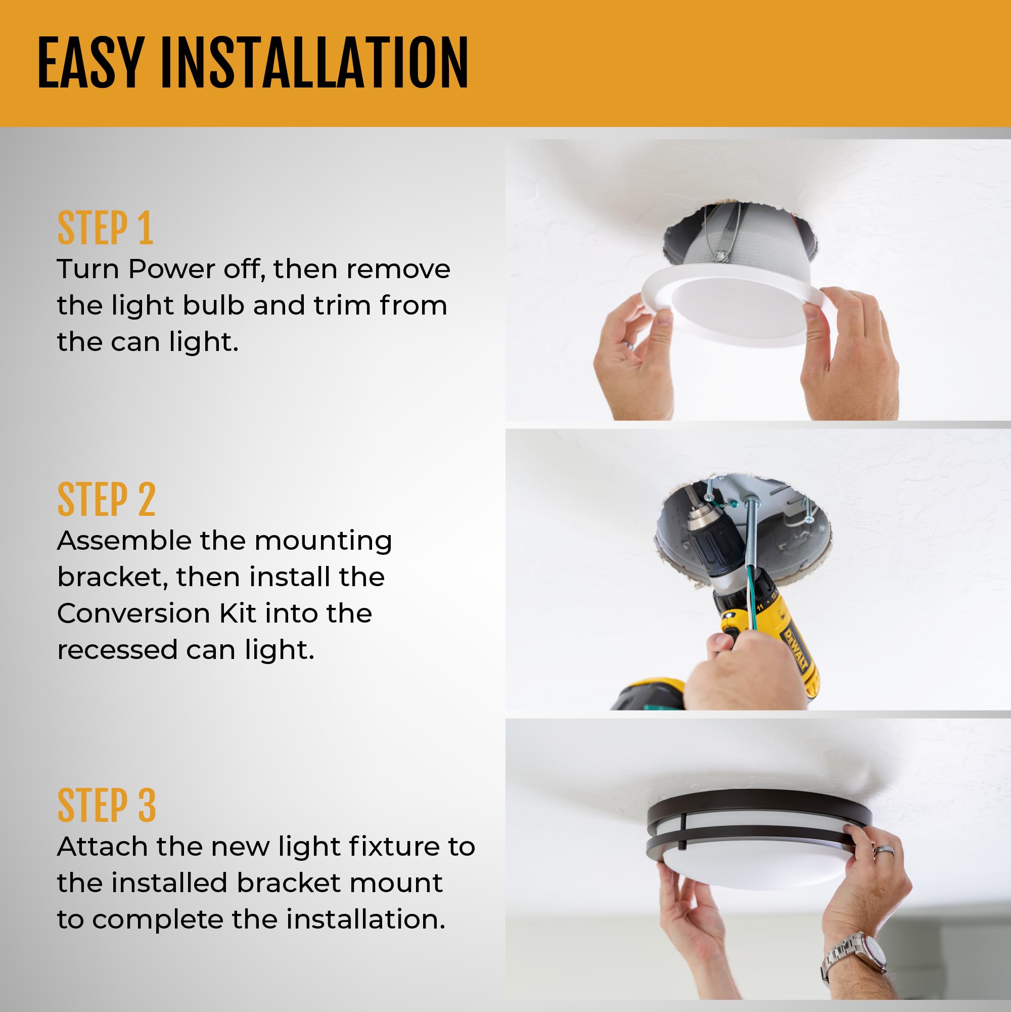 The Can Converter - R56: Recessed Can Light Conversion Kit For Ceiling Fixture, Pendant And Hanging Lights, Ceiling Fan - Includ