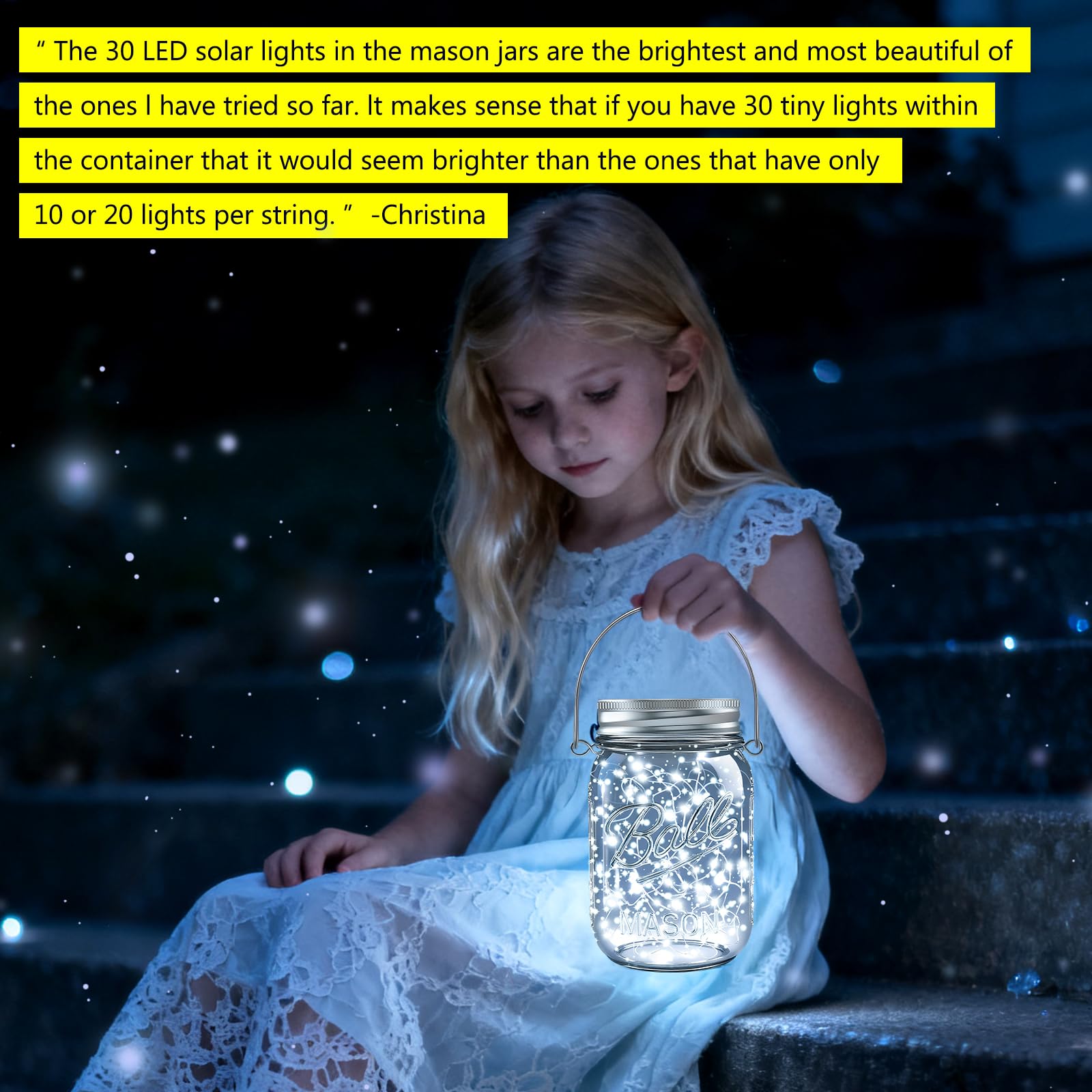 Znycye Solar Mason Jar Lights, 6 Pack 30 Led Waterproof Solar Fairy Firefly Jar Lids String Lights With Hangers(No Jars) For Out