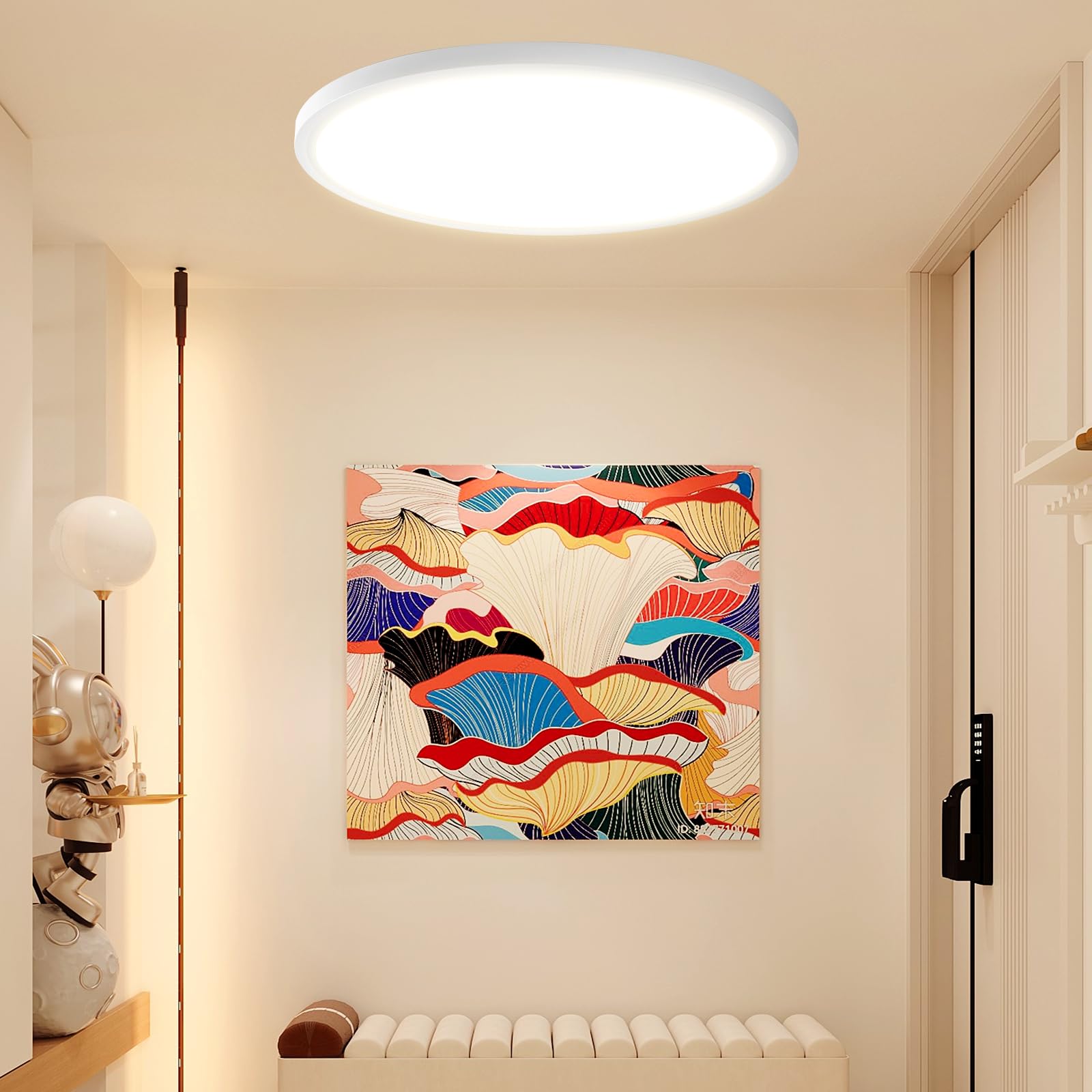 Wembanma 12-Inch Flush Mount Ceiling Light, Super Slim 24W 2800Lm Light Fixtures, 2700K/3000K/3500K/4000K/5000K Selectable For L
