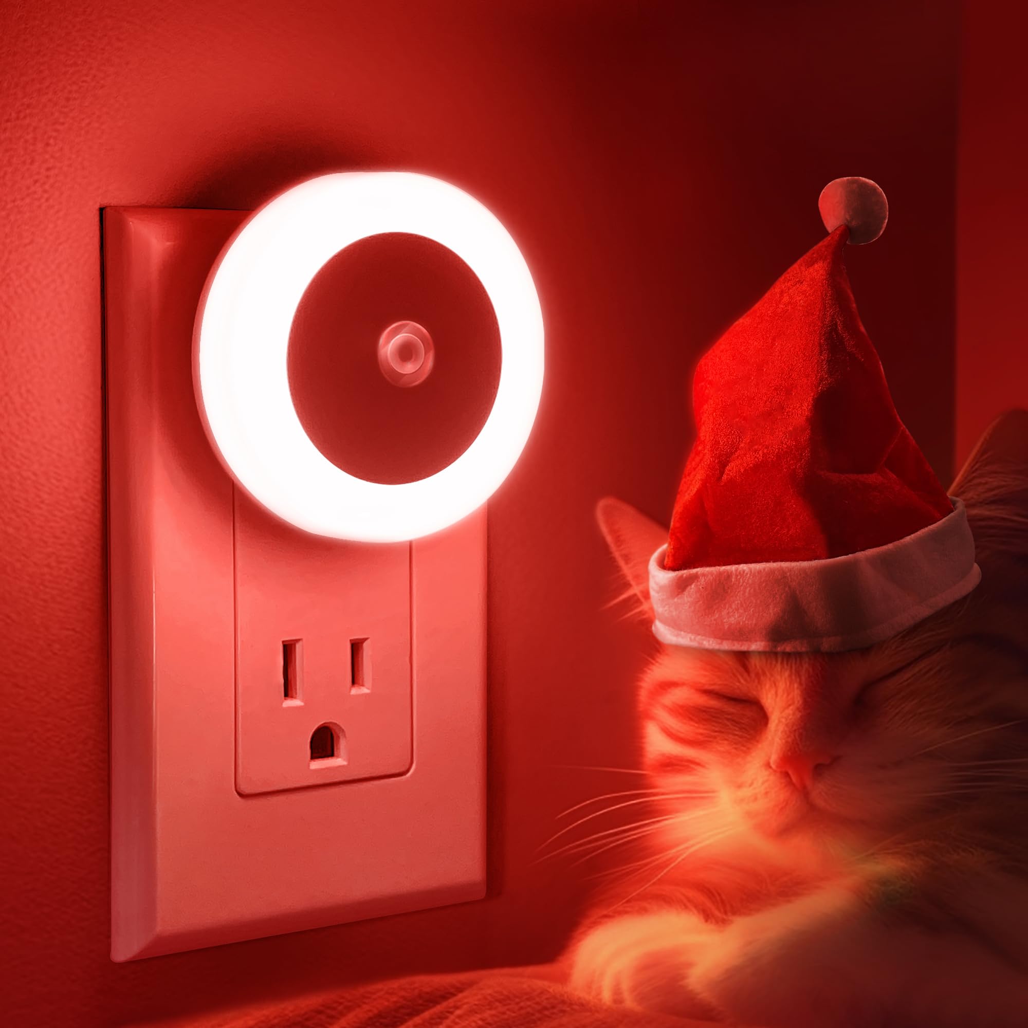 Briignite 2 Pack Red Night Light, Led Night Light For Kids, Plug In Night Lights With Light Sensor, Auto On Off, Nightlight For