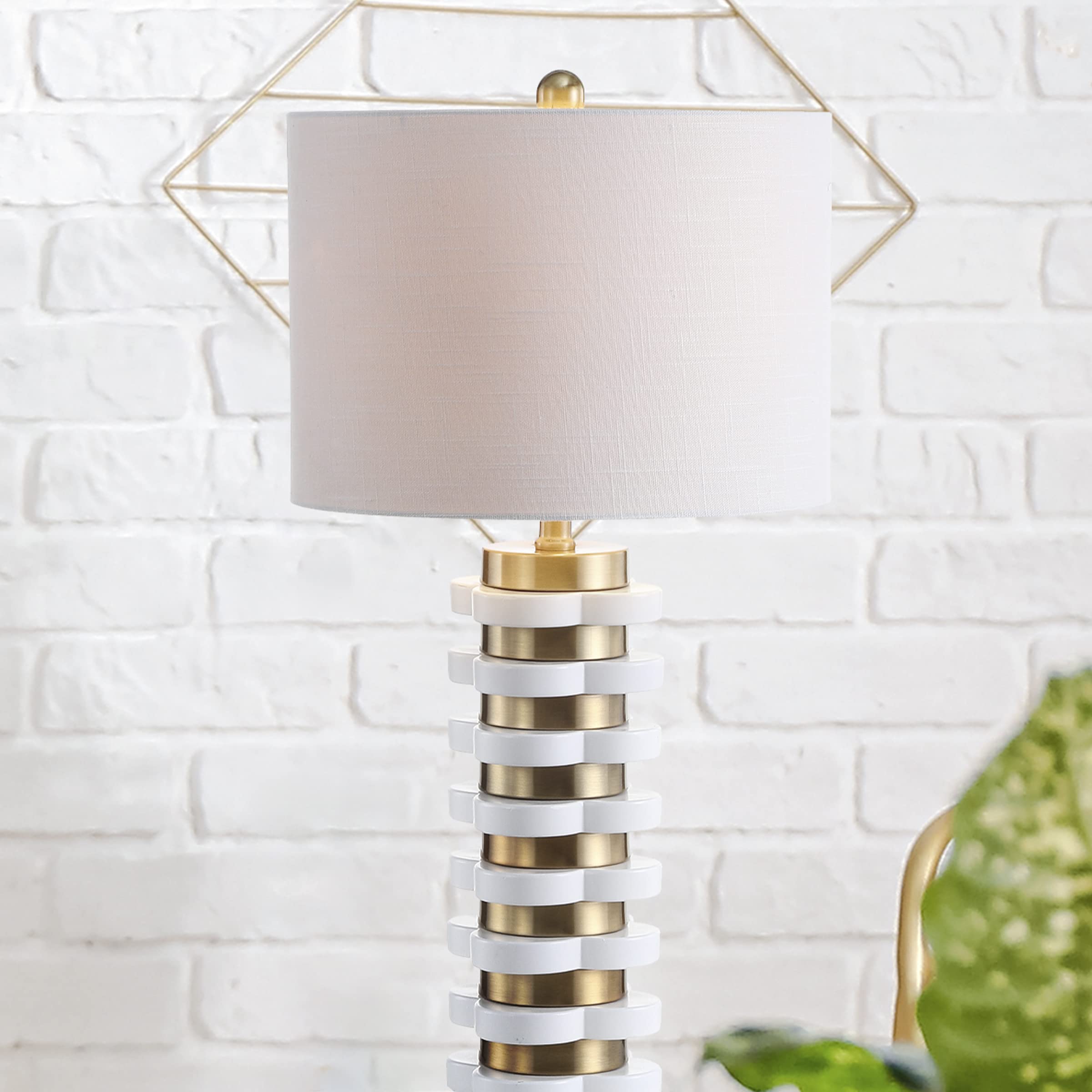 JONATHAN Y Wellington LED Table Lamp, 26.5in Resin, Brass Gold, Model JYL1010A, Contemporary Design for Bedroom, Living Room, Office