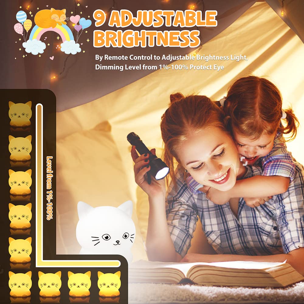 Mamtopia Night Light for Kids, Baby Night Light Touch Sensor and Remote Control Baby Lamp with 9 Adjustable Brightness and 9 Col