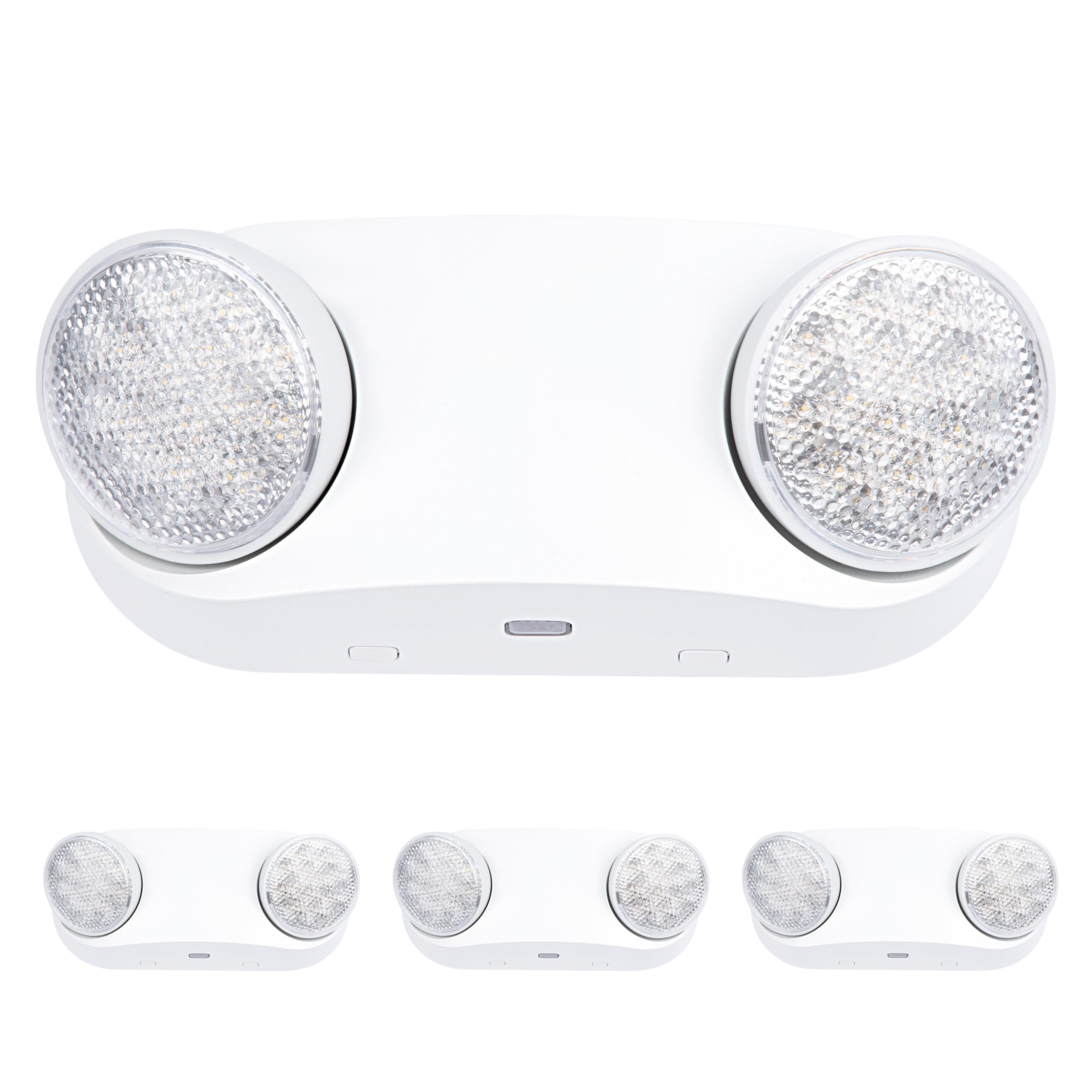 GRUENLICH LED Emergency Light, Battery Backup, 2 Adjustable Heads, Hardwired, AC 120-277V, 4-Pack, White, Model GR-EL012-4PK