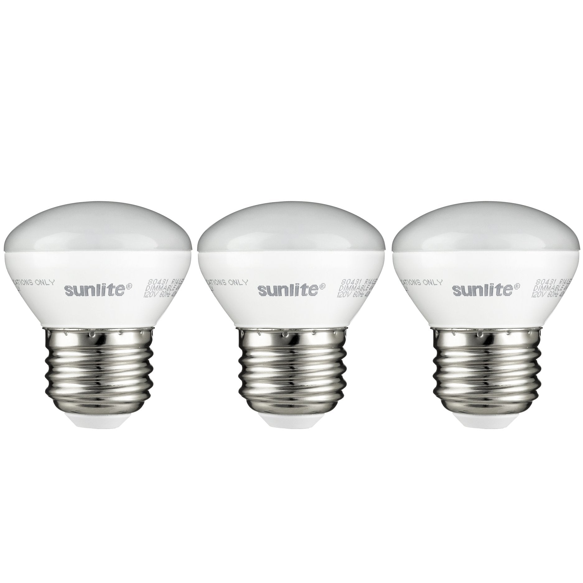 Sunlite LED R14 Mini Reflector Floodlight Bulb, 4W (25W Equivalent), 250 Lumens, Dimmable, 3000K Warm White, 3 Count