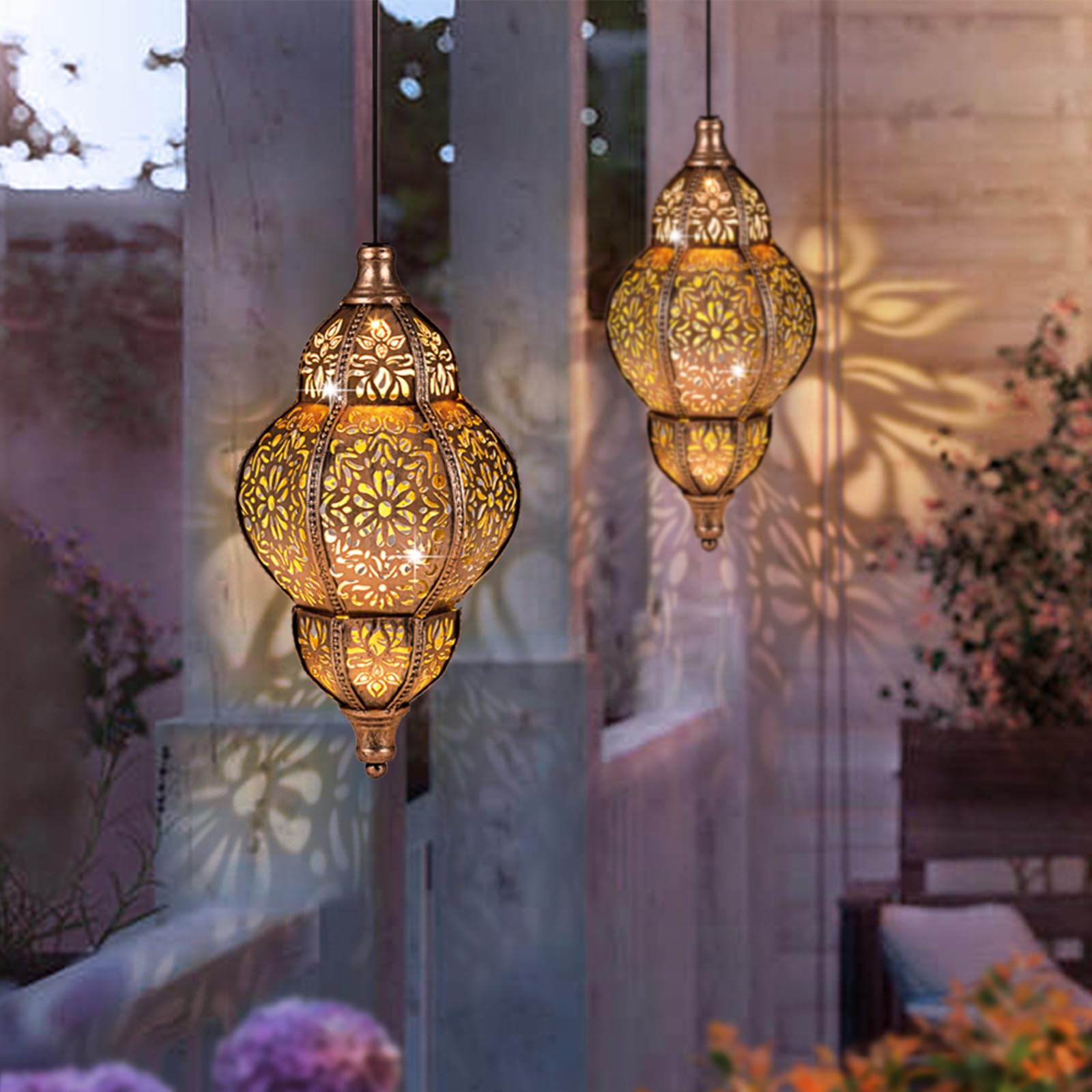 Solar Lanterns Outdoor Waterproof  Hanging Solar Lantern Garden Decor  Metal Moroccan Decorative Garden Lights For Yard  Patio  Lawn  Porch  Unique Housewarming Gifts