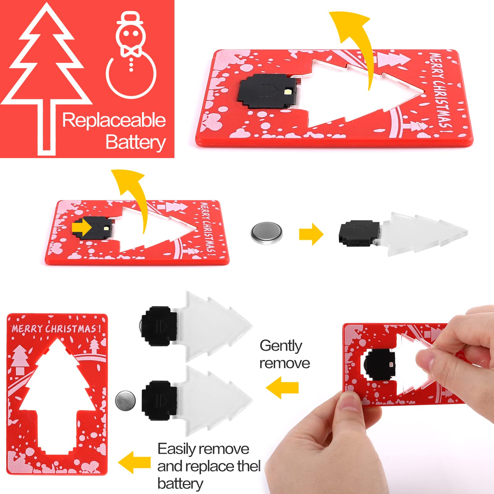 Inovat Foldable LED Pocket Lamp, 10 PCS Mini Credit Card Light, Portable Wallet Light Bulb, Christmas White