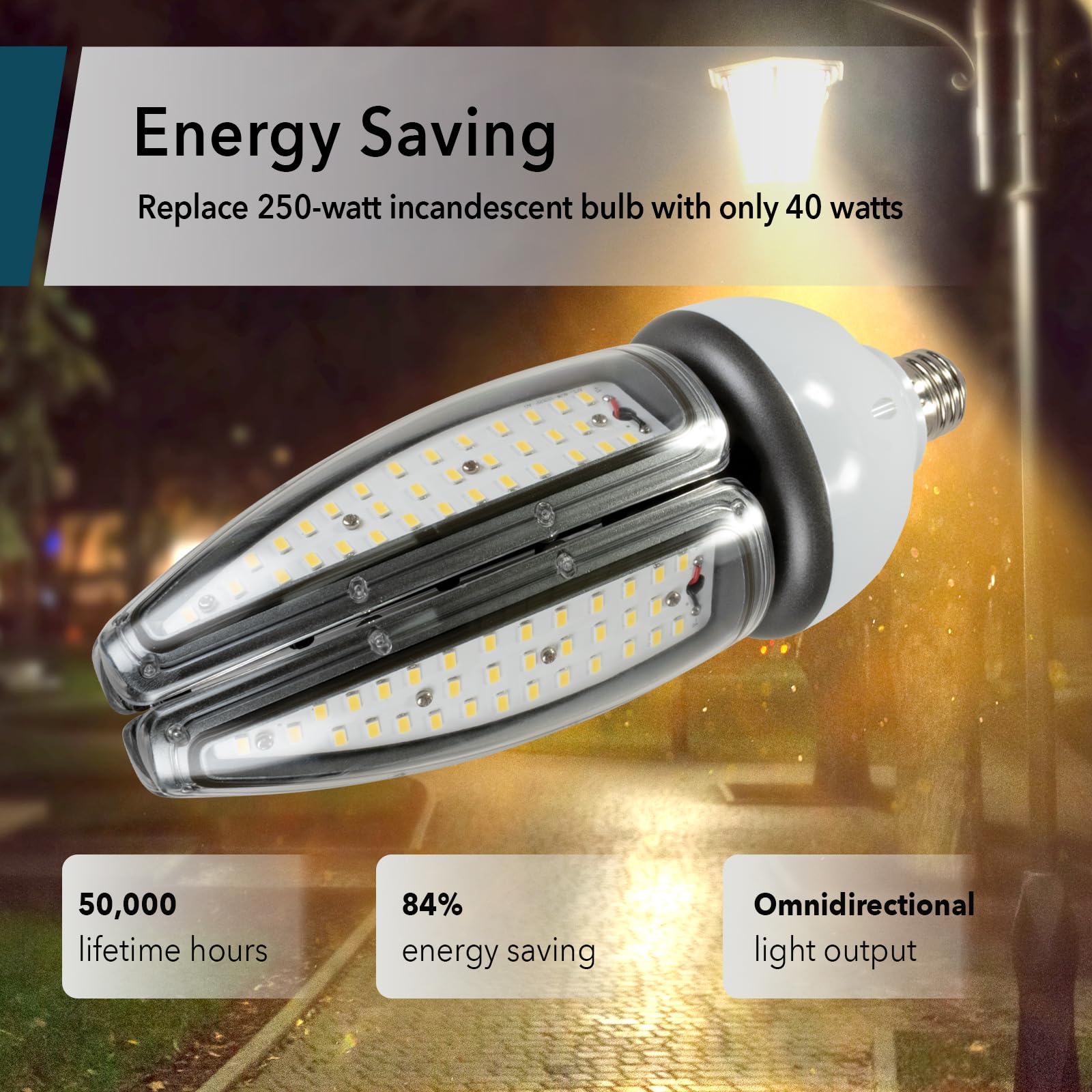 High-Lumen Led Bulbs, Energy Efficient, Easy To Install, Garage, Workshop, Basement (4,500 Lumen Led Bulb, 40W, High-Lumen Wet R