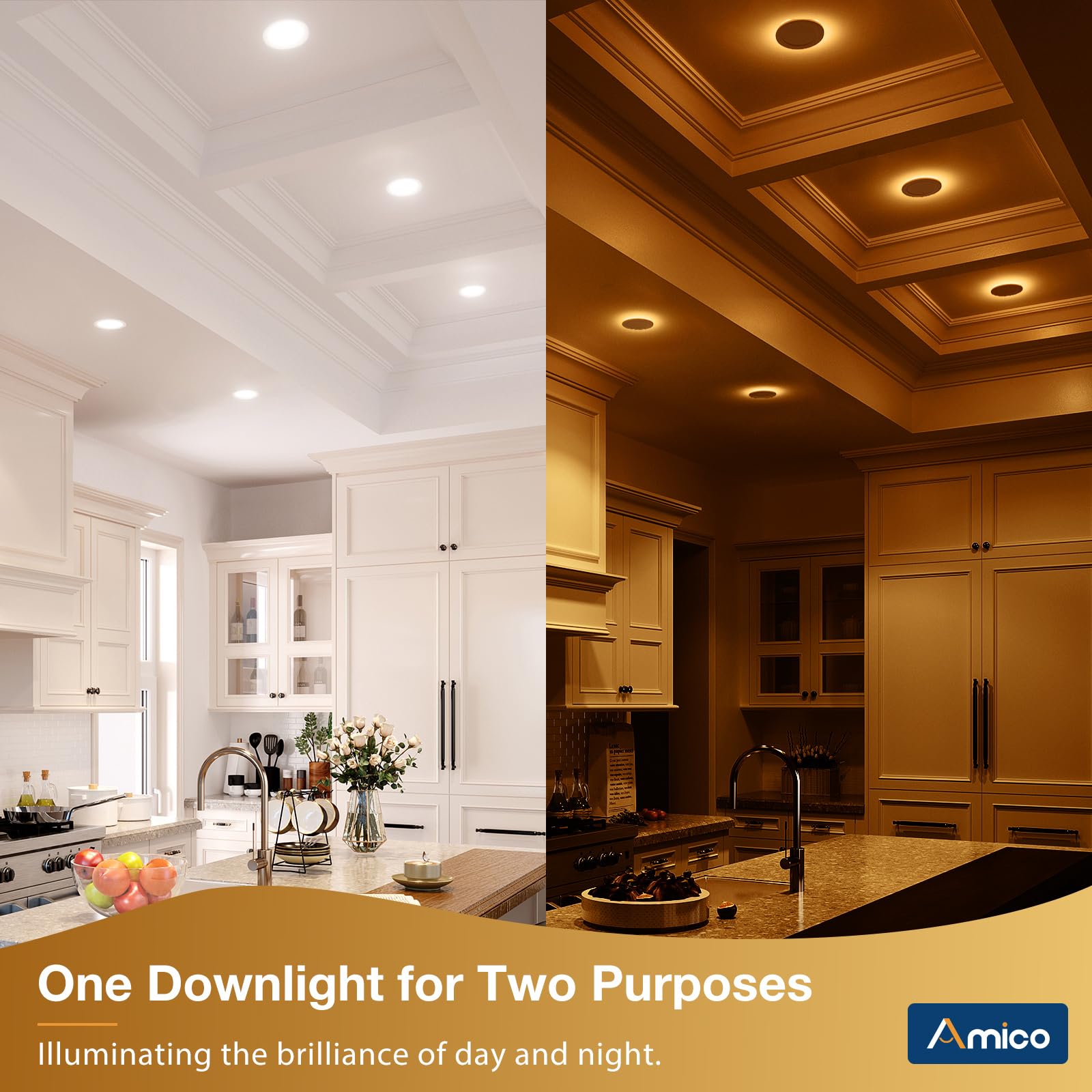 Amico 12 Pack 3 Inch 5CCT LED Recessed Ceiling Light, Dimmable, Ultra-Thin, 500LM, White, Model 3EJCT06SR