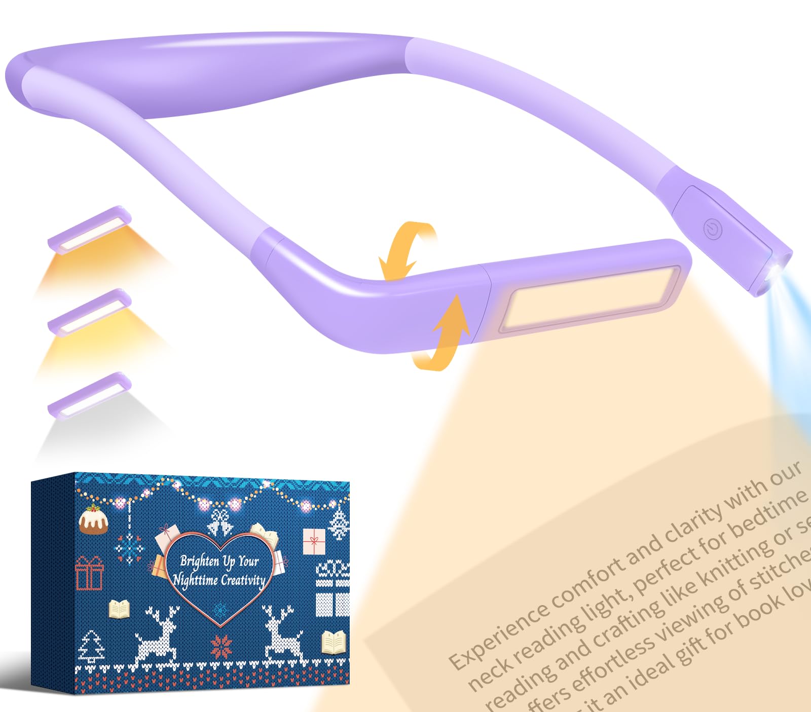 EastPin Purple Reading Lights for Books in Bed, Christmas Birthday Gifts for Women Mom Wife Stocking Stuffers for Teen Girls Readers Book Accessories Craft Knitting Gifts for Grandma Crochet Supplies